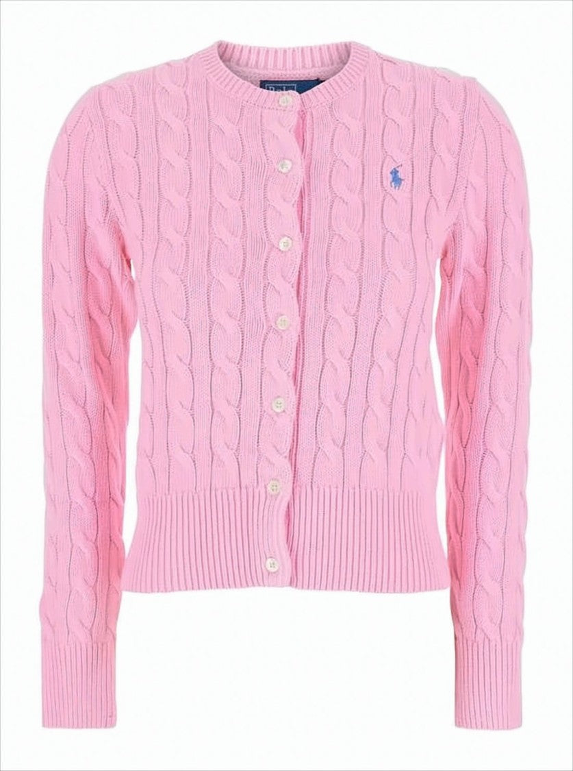 Cropped Cable-Knit Cardigan with Button-Down Front