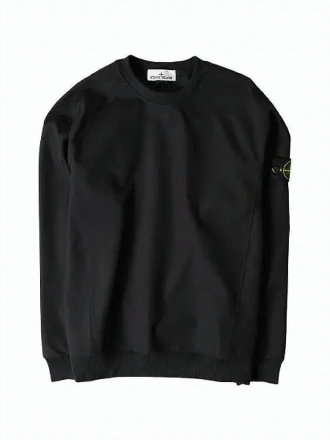 Long-Sleeve Crewneck Black Top with Design