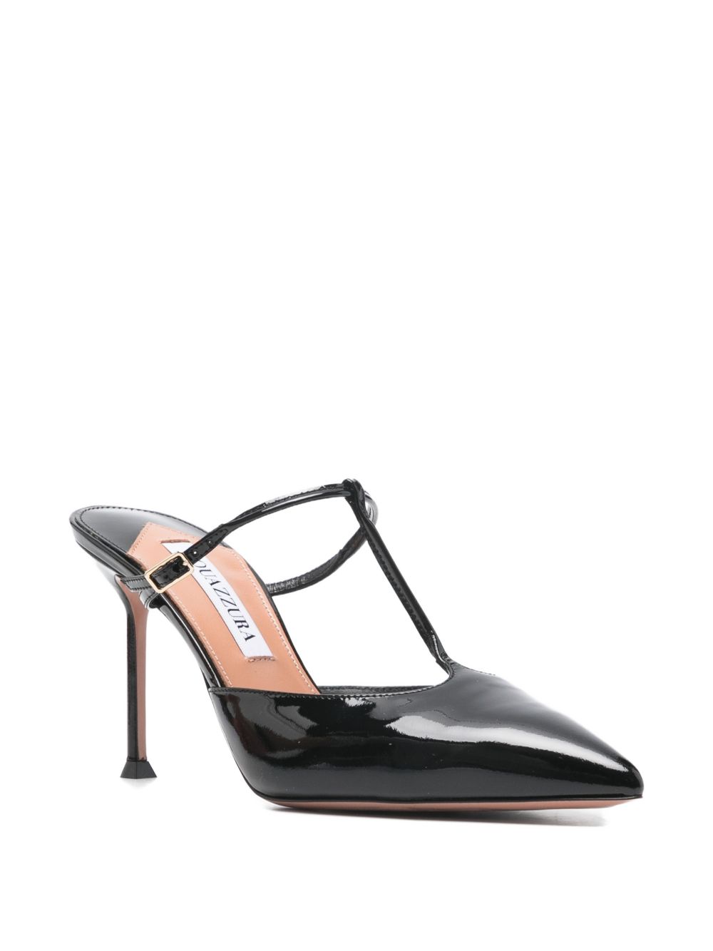 Pointed-Toe Black Sandals With Delicate T-Strap Design
