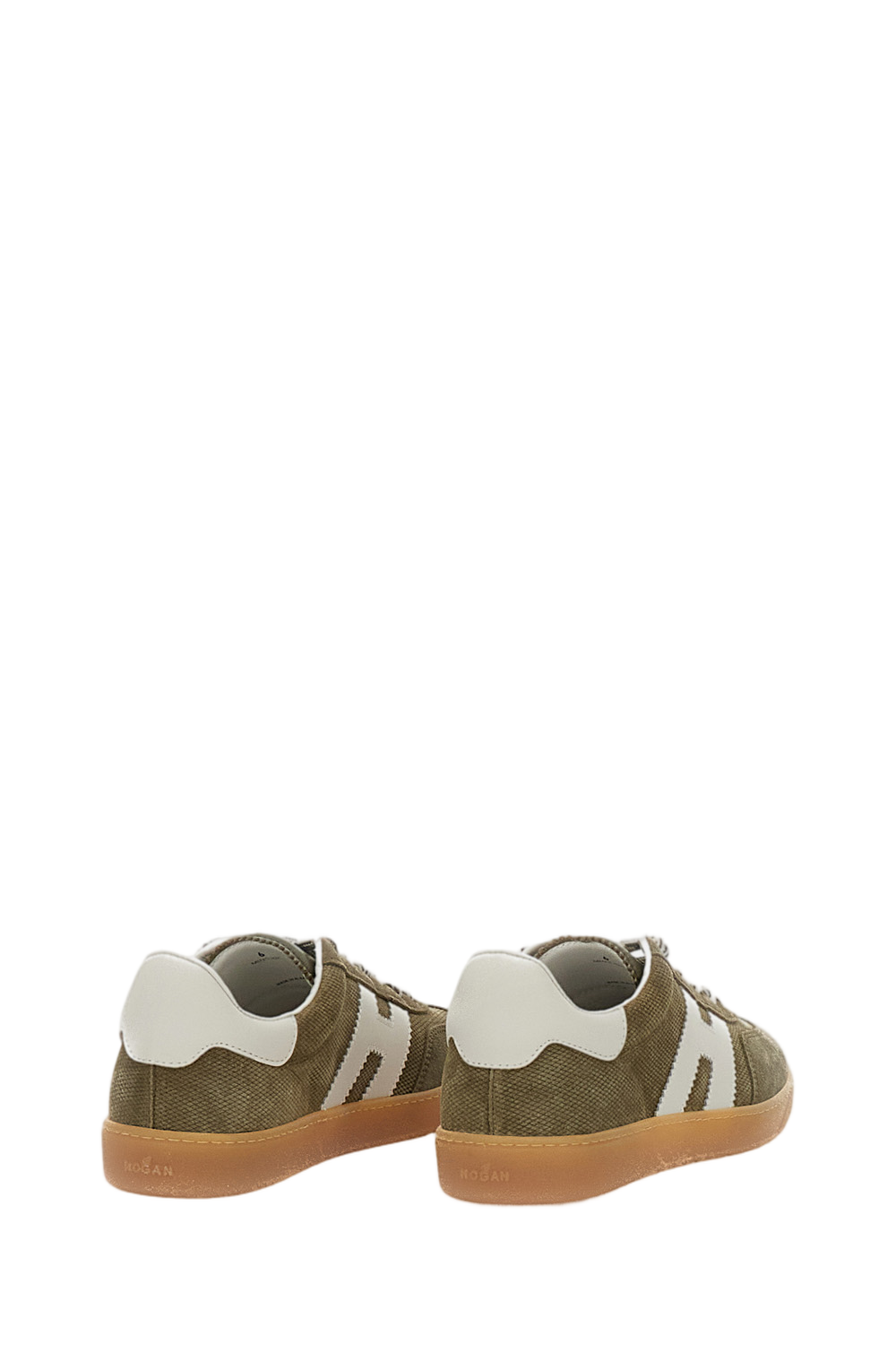 Zamszowe sneakersy ze skórzanymi detalami z nappy