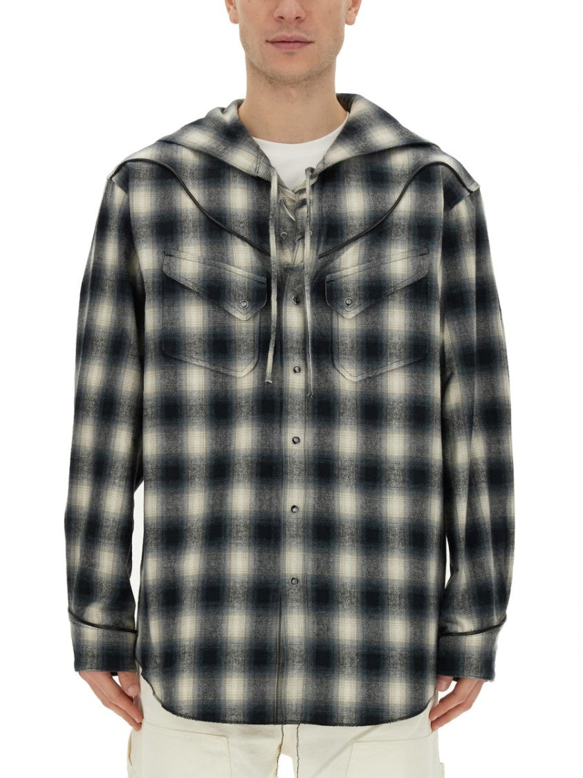 Hooded Cotton Plaid Shirt