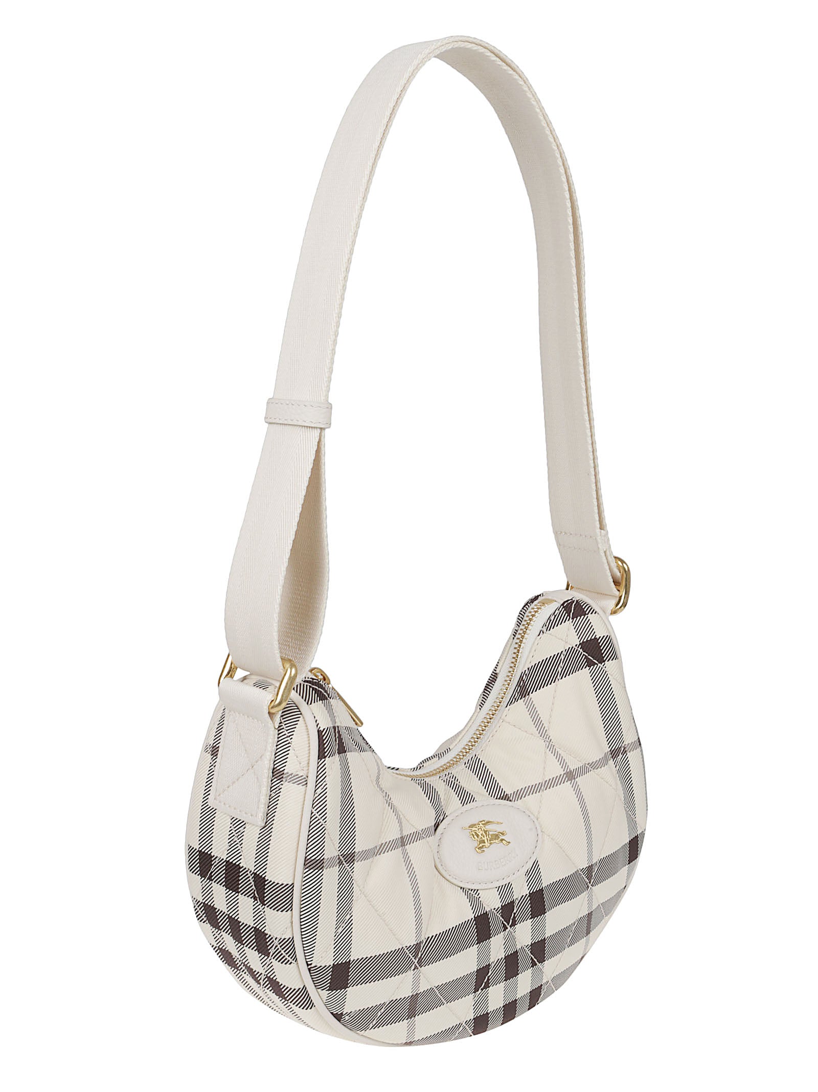 Crescent-Shaped Quilted Shoulder Bag