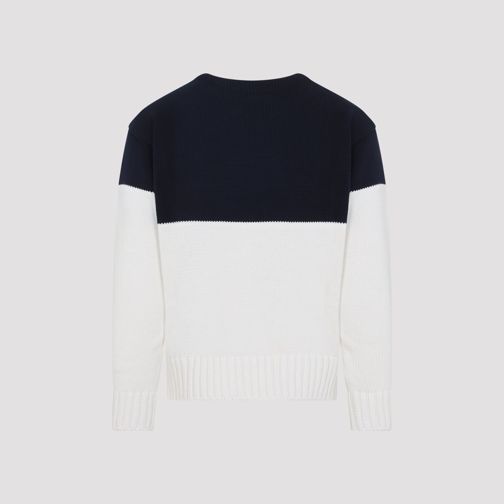 Color-Block Cotton Sweater with Crew Neckline
