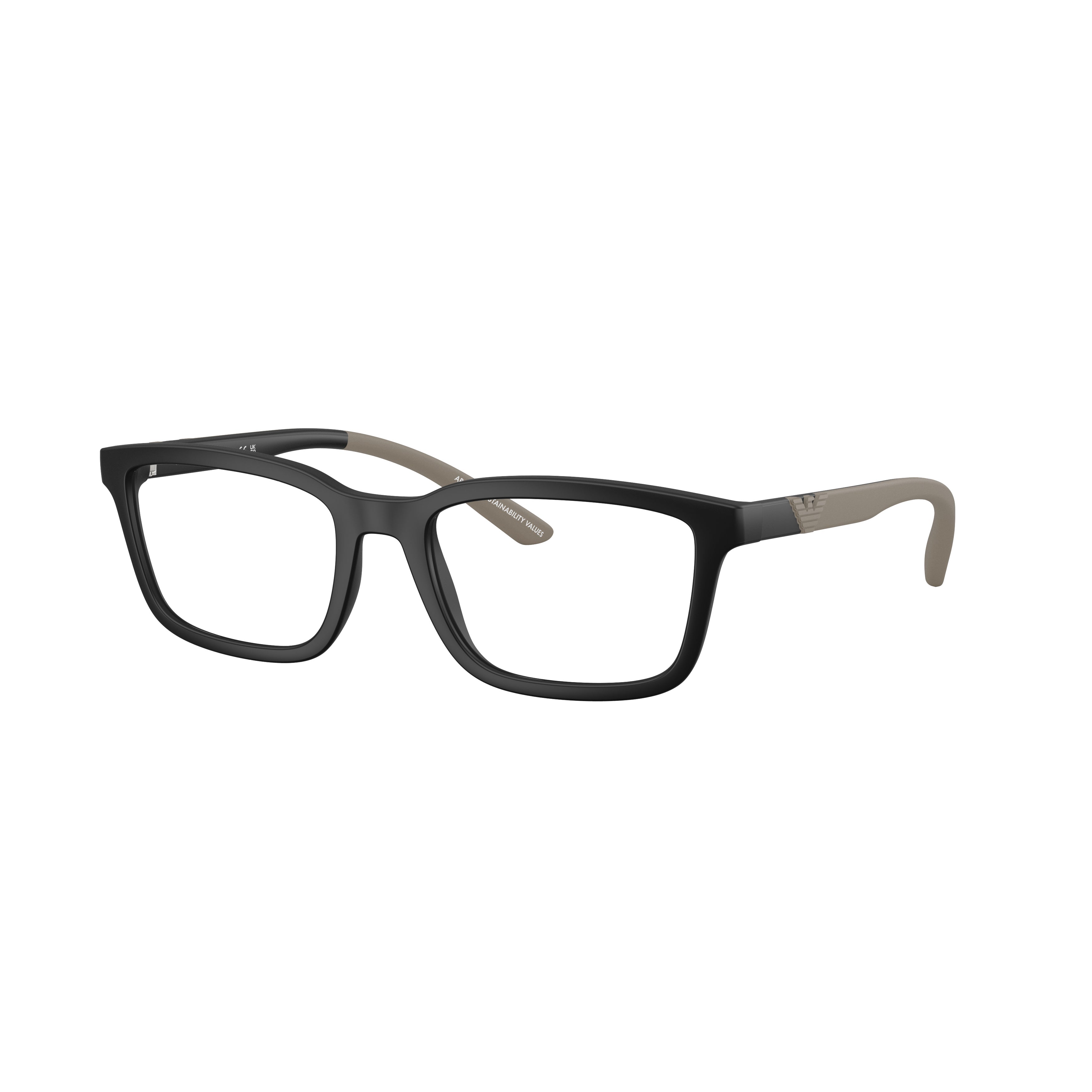 0ea3259 Matte Black Rectangular Eyeglass Frames with Taupe Temples