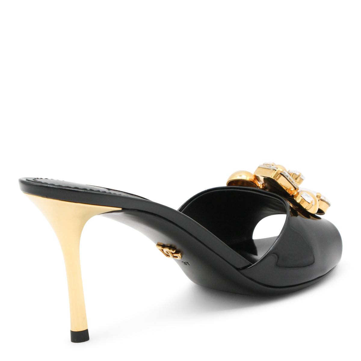 Black Crystal-Detail Sandals