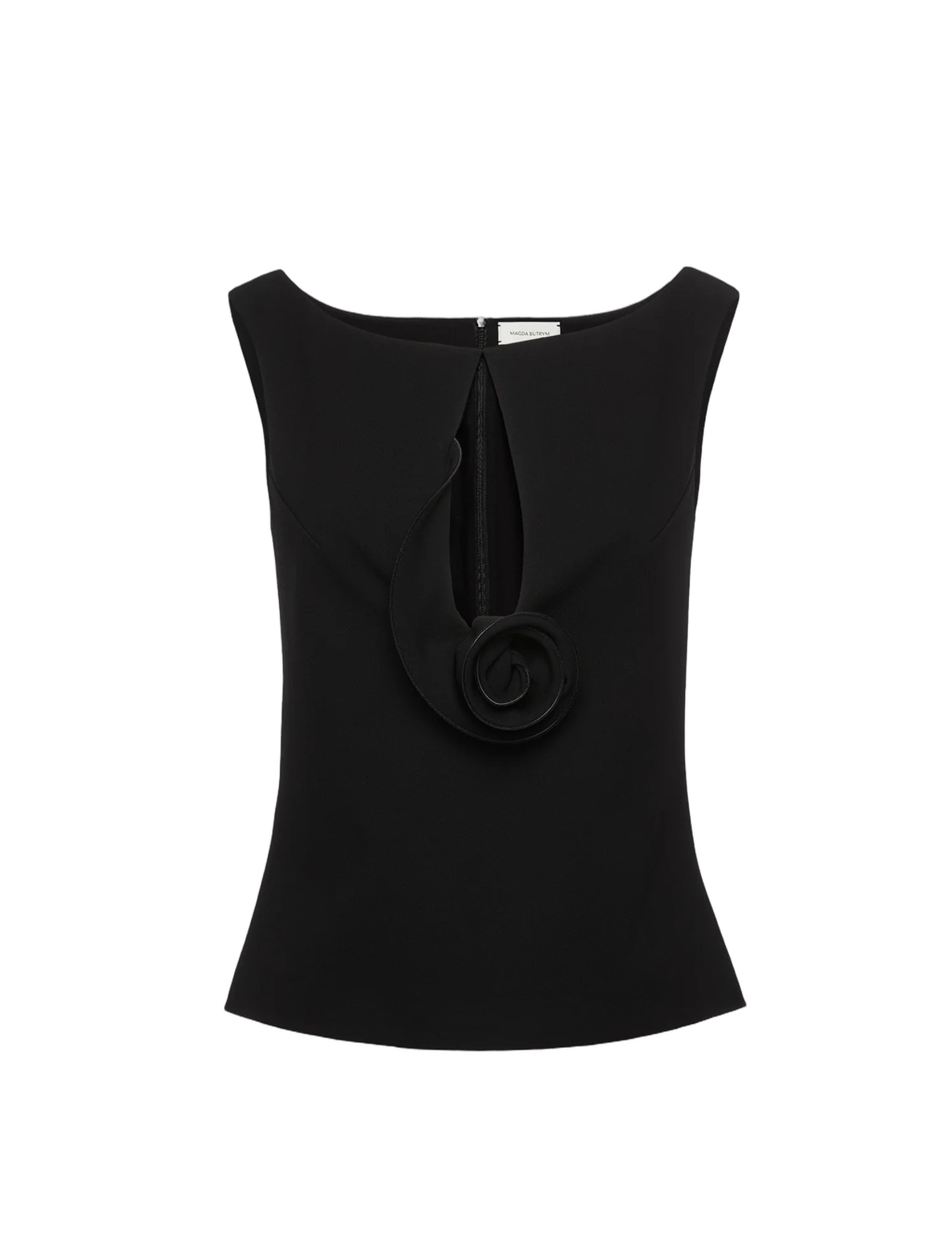 Sculptural Black Top with Teardrop Cut-Out