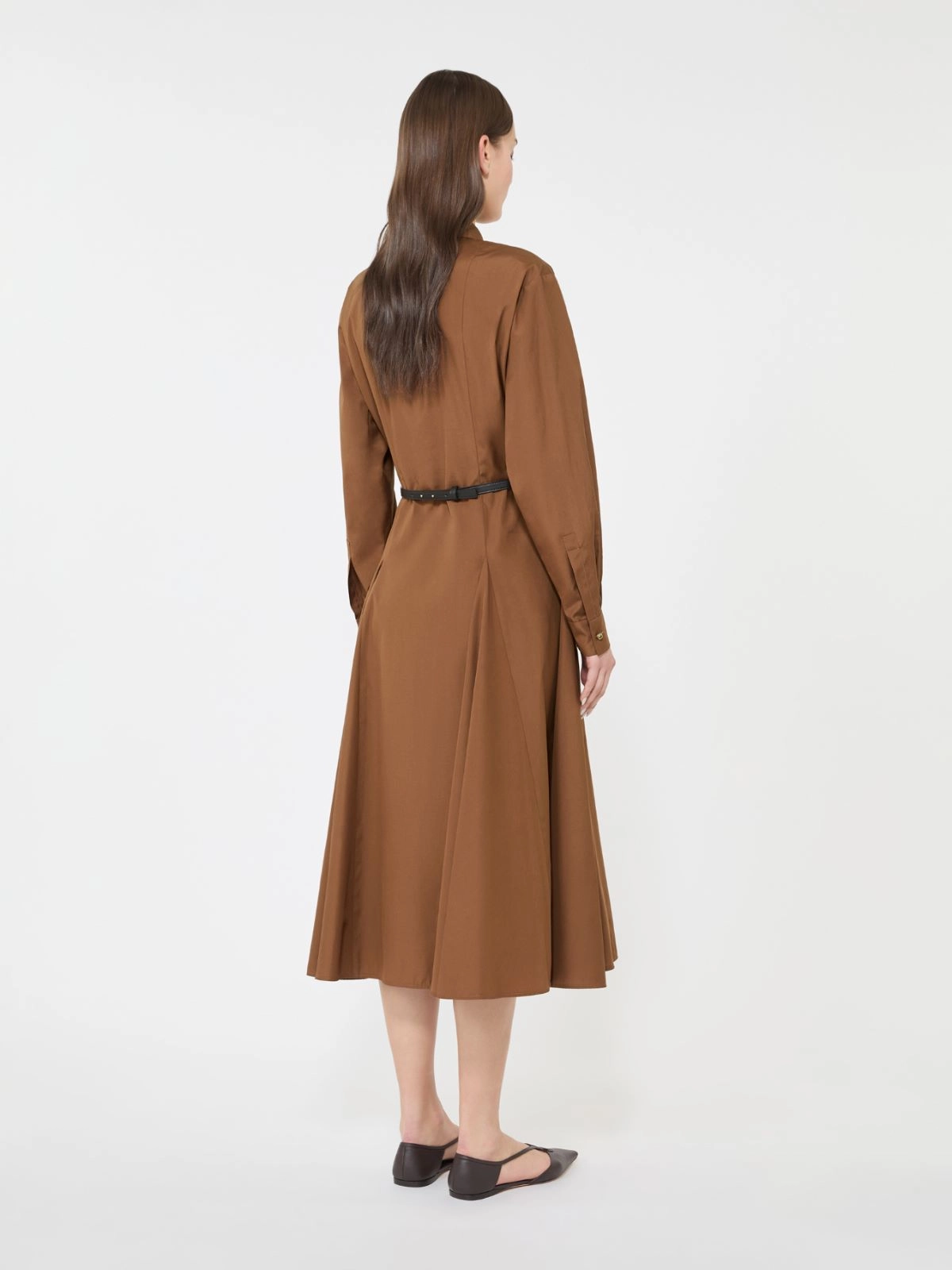 Midi Dress with Flared Skirt and Braided Belt