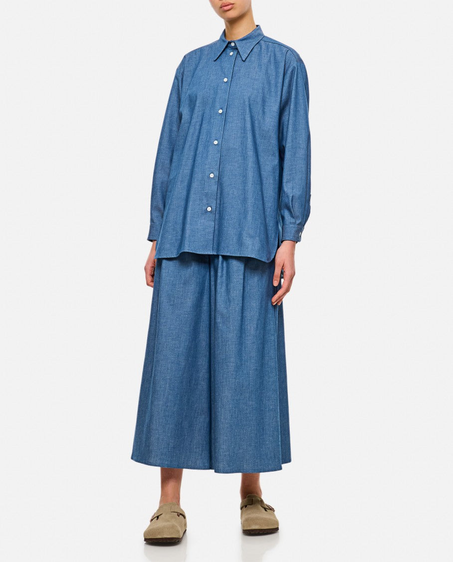 Pointed Collar Button-Up Shirt