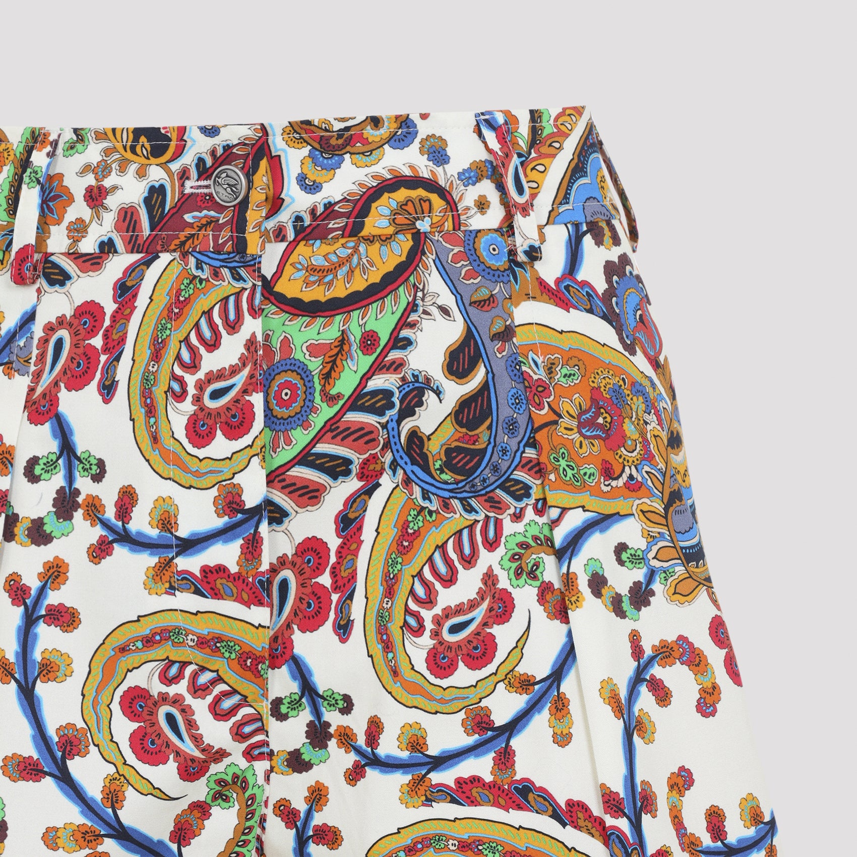 Tailored Multicolor Paisley Pattern Bermudas