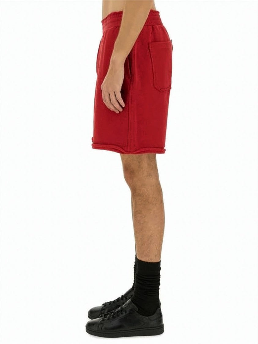 Relaxed Fit Red Shorts with Elastic Waistband