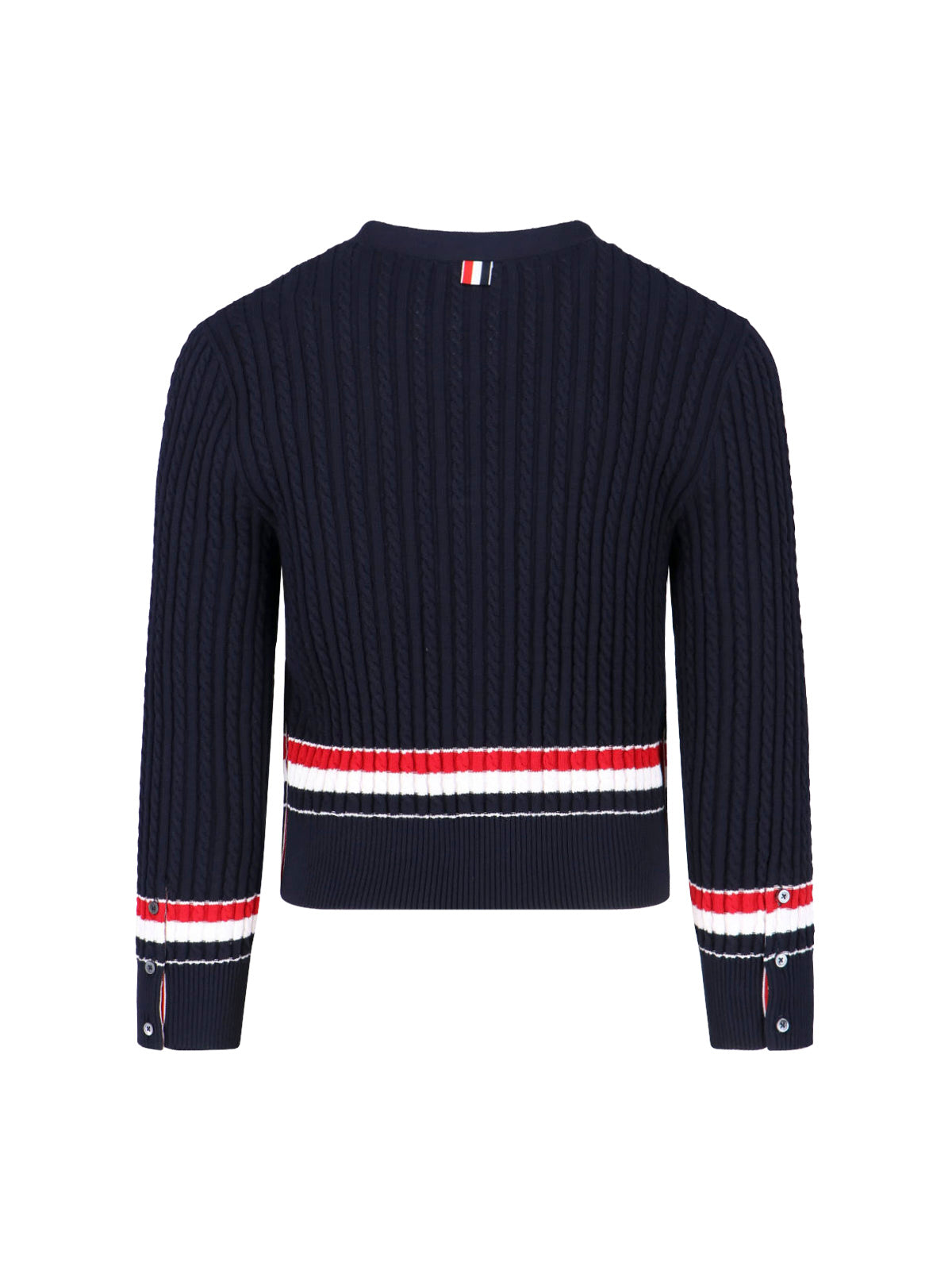 Navy Blue Knitted Cotton V-Neck Cardigan