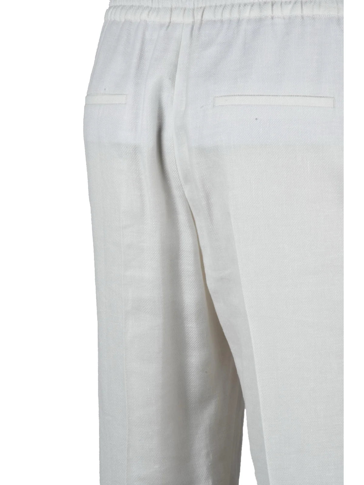 Eleventy Linen Wool Silk Chino Trousers - White