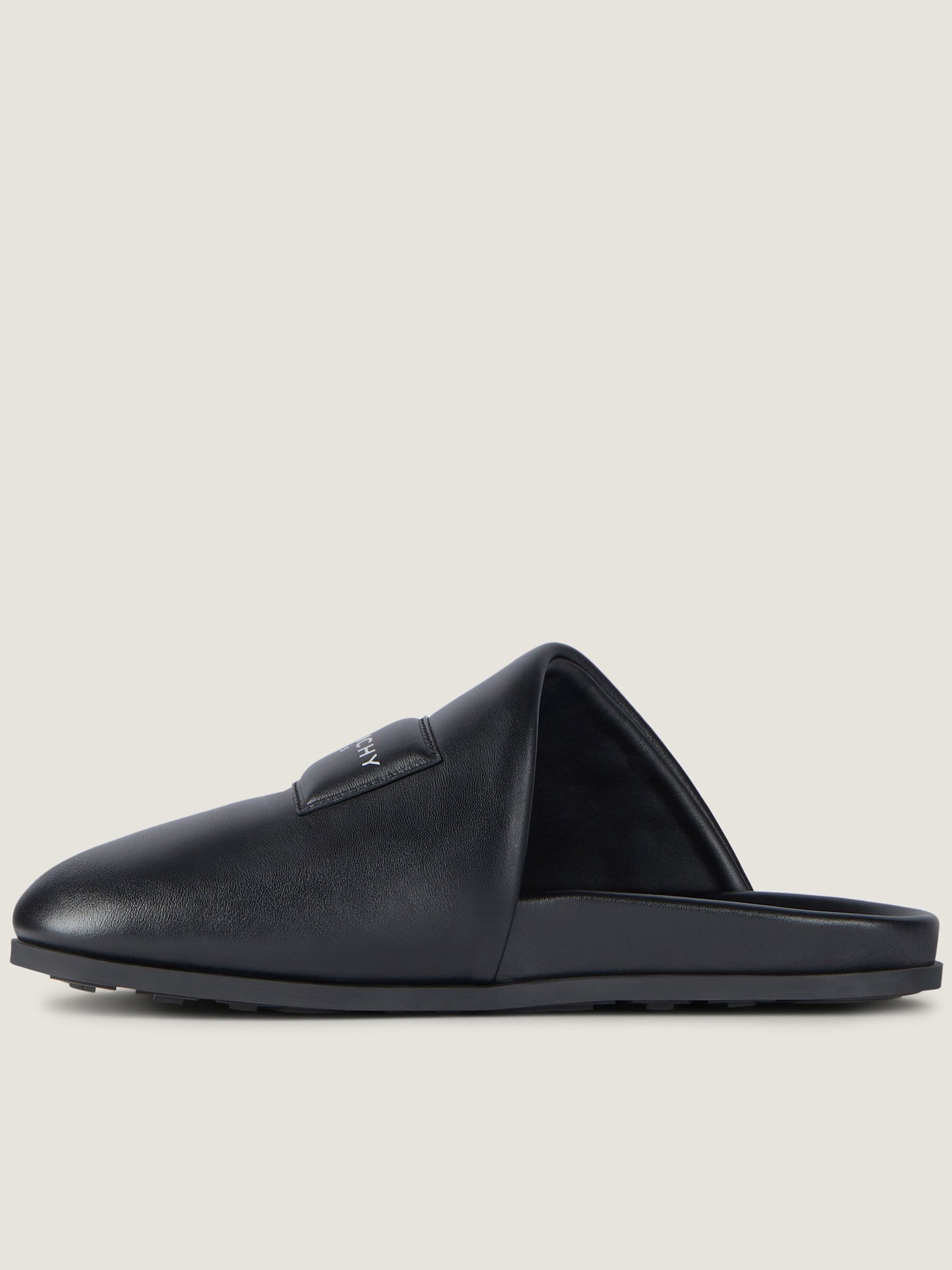 Puffy Black Lamb Skin Pointed Mules