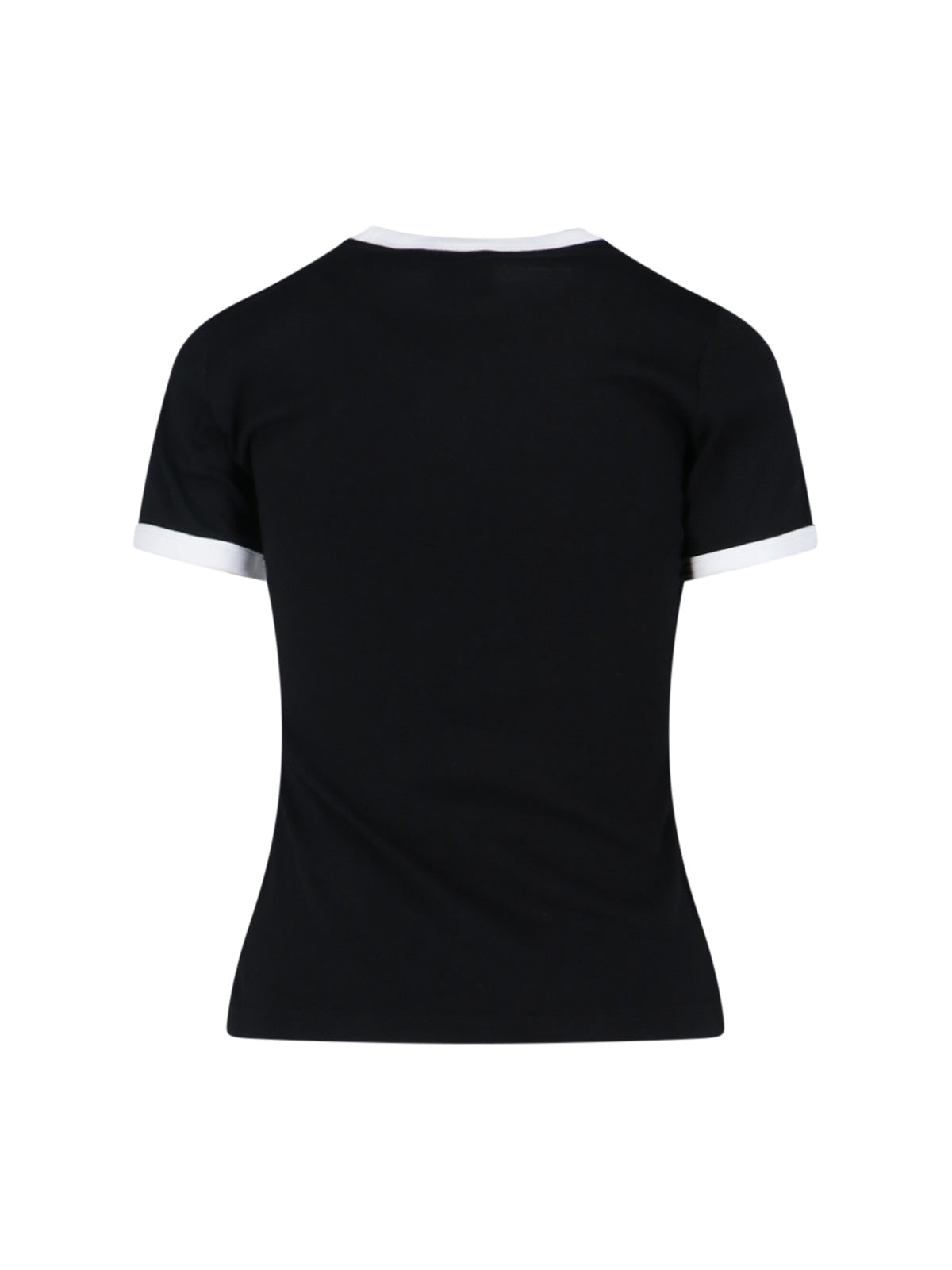 T-shirt z logo, czarna bawełna, okrągły dekolt, krótkie rękawy
