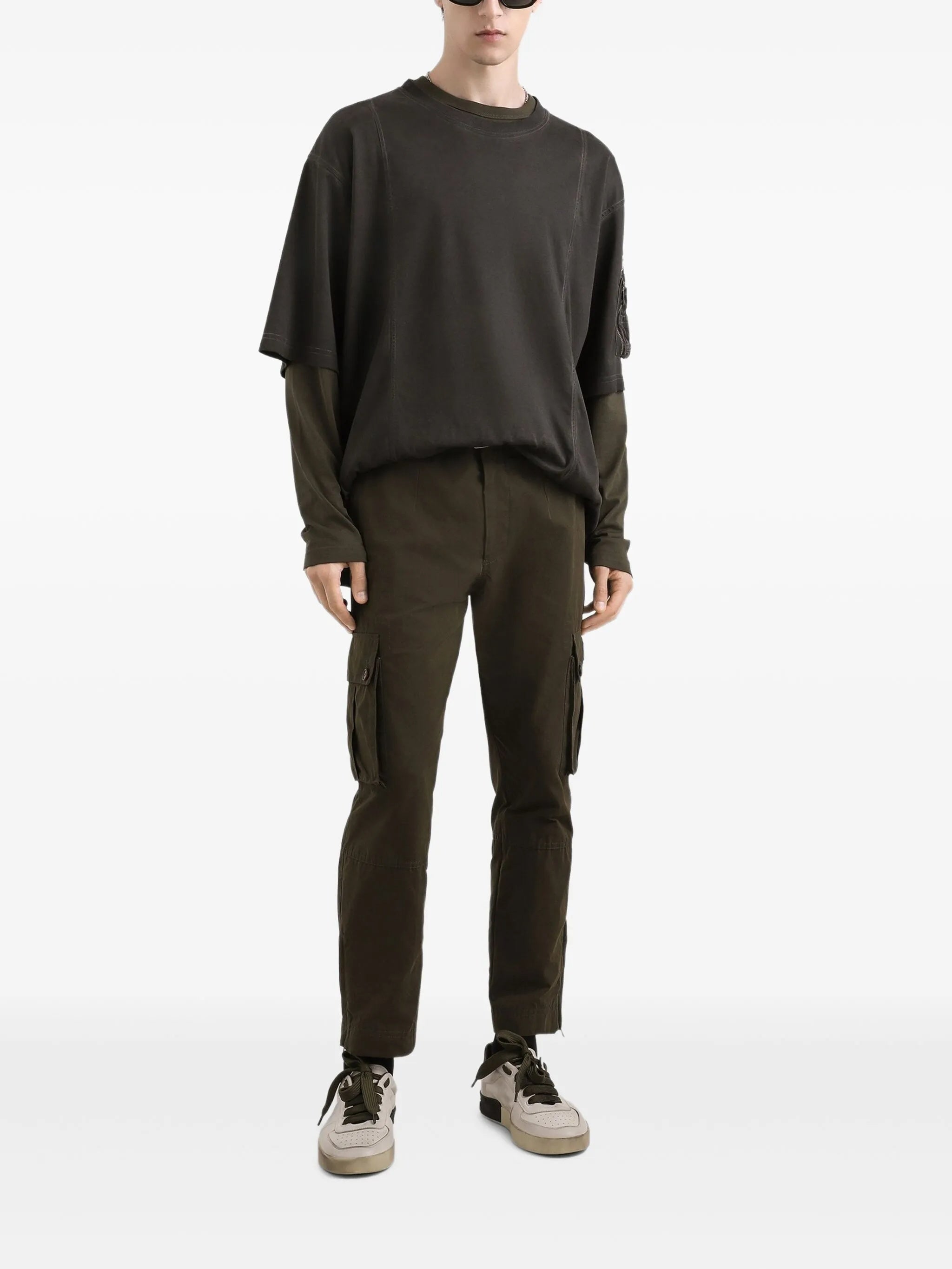 Black Cropped Cargo Flap Pocket Pants