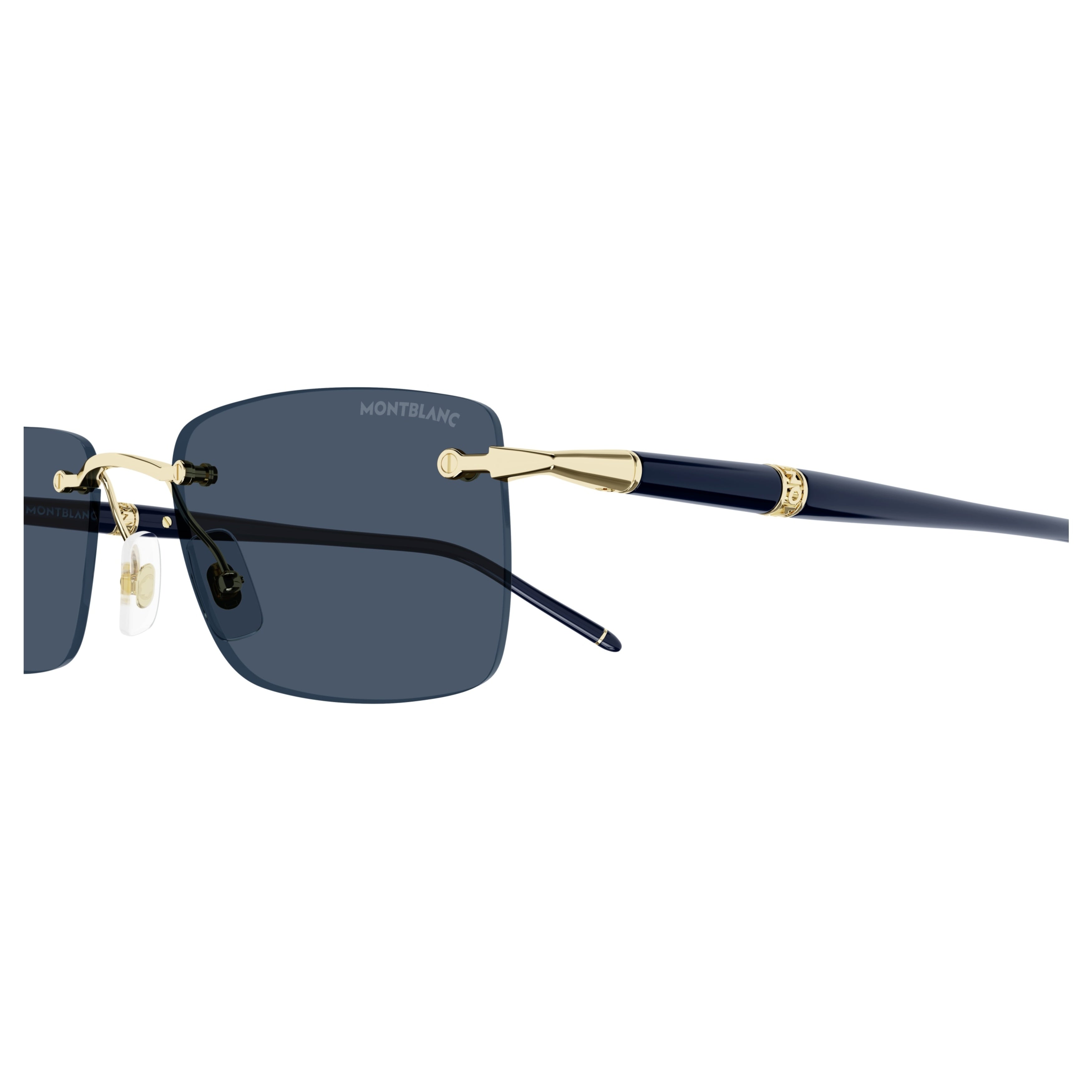 Rimless Rectangular Sunglasses with Gold Accents