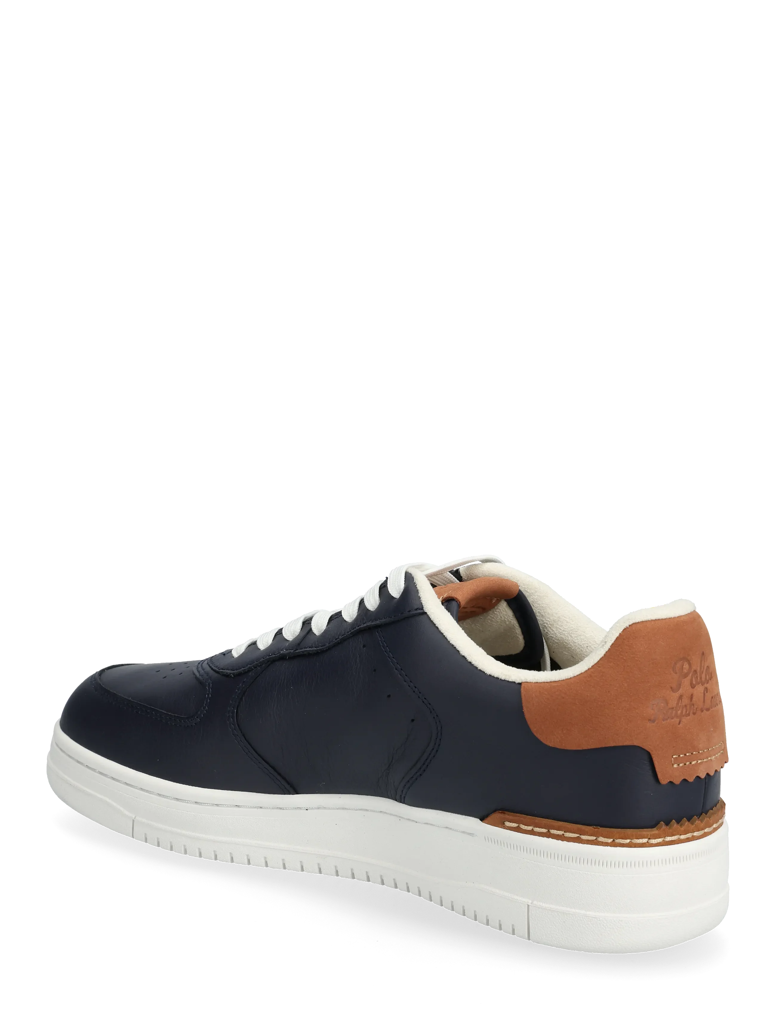 Navy Leather Low-Top Sneakers with White Accents