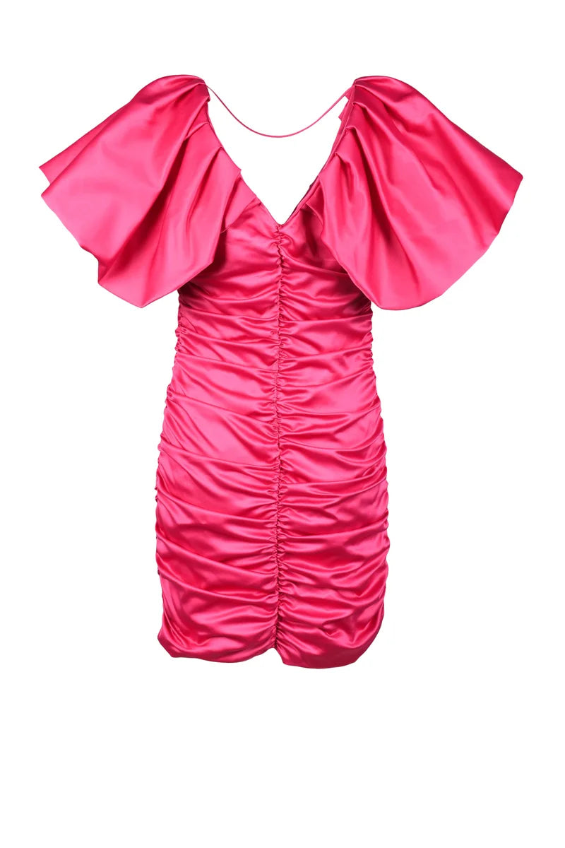 Fuchsia Mini Dress with Ruched Body
