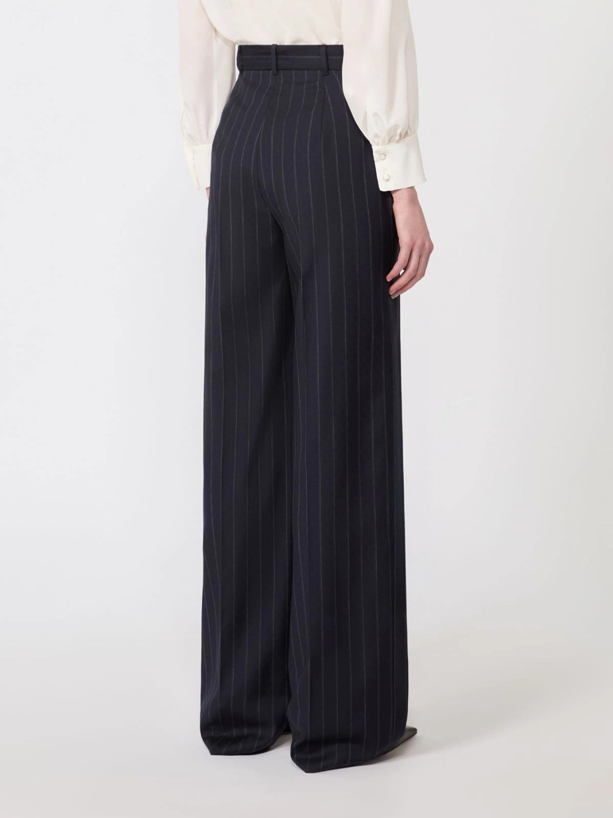 Enfasi High-Waisted Pinstriped Wide-Leg Trousers