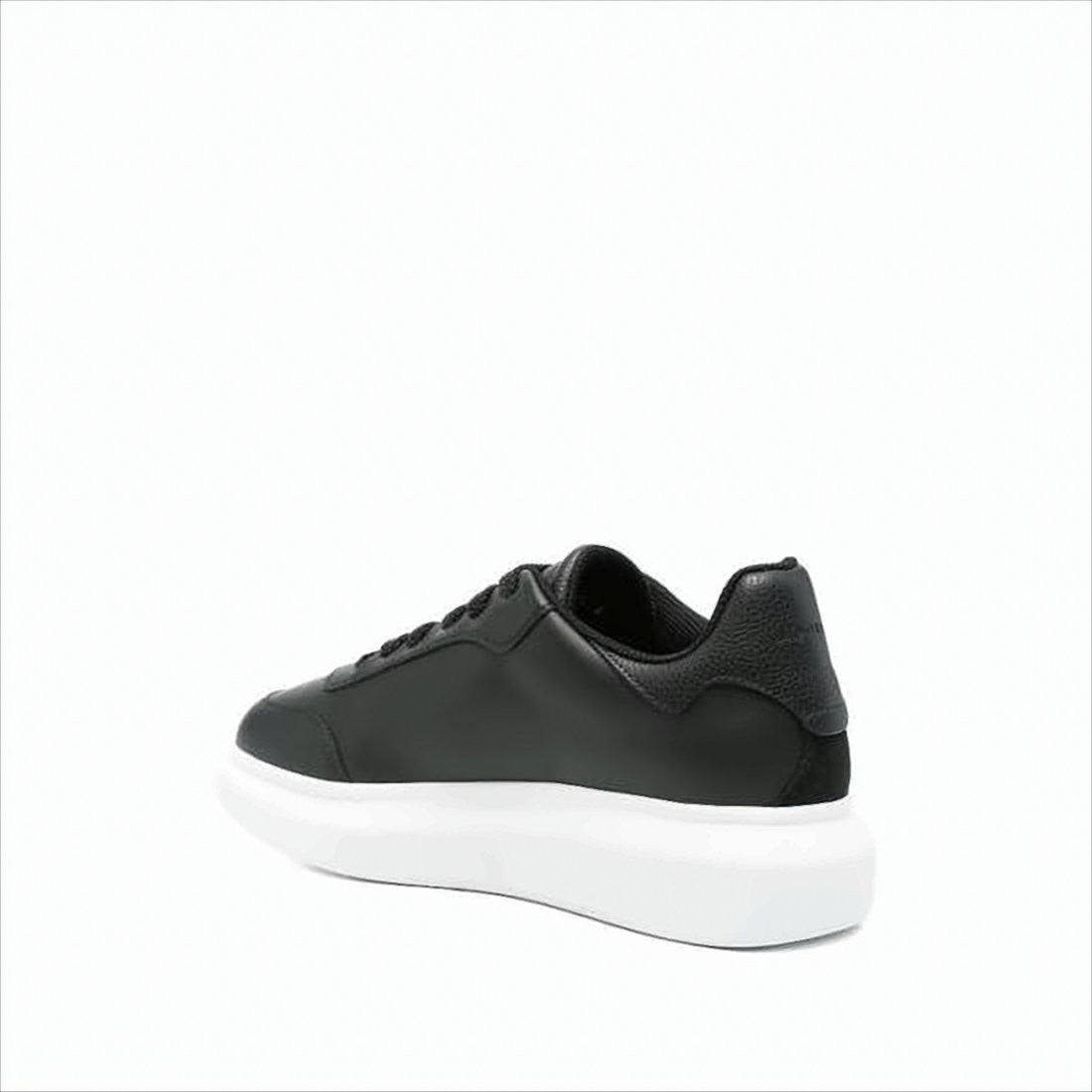 Sole Black Leather Sneakers with Embossed Branding