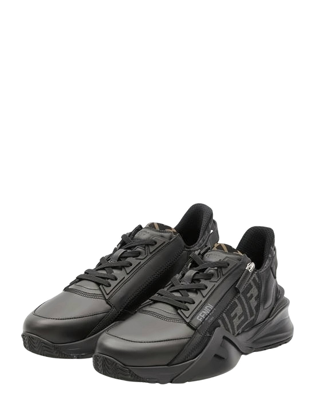 Low-Top Black Fendi Sneakers with Sculpted Sole
