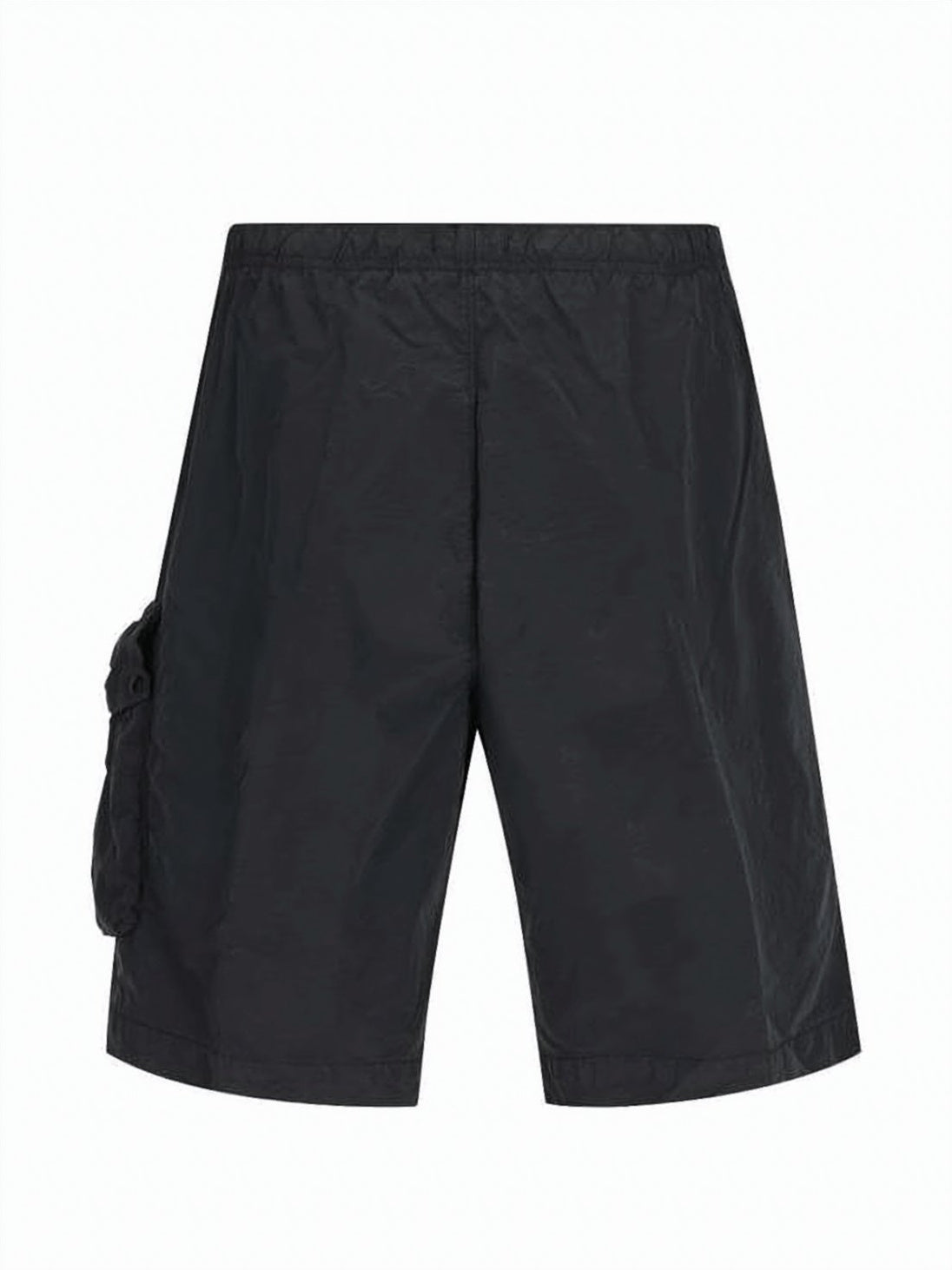 Black Minimalist Elastic Waist Polyamide Shorts