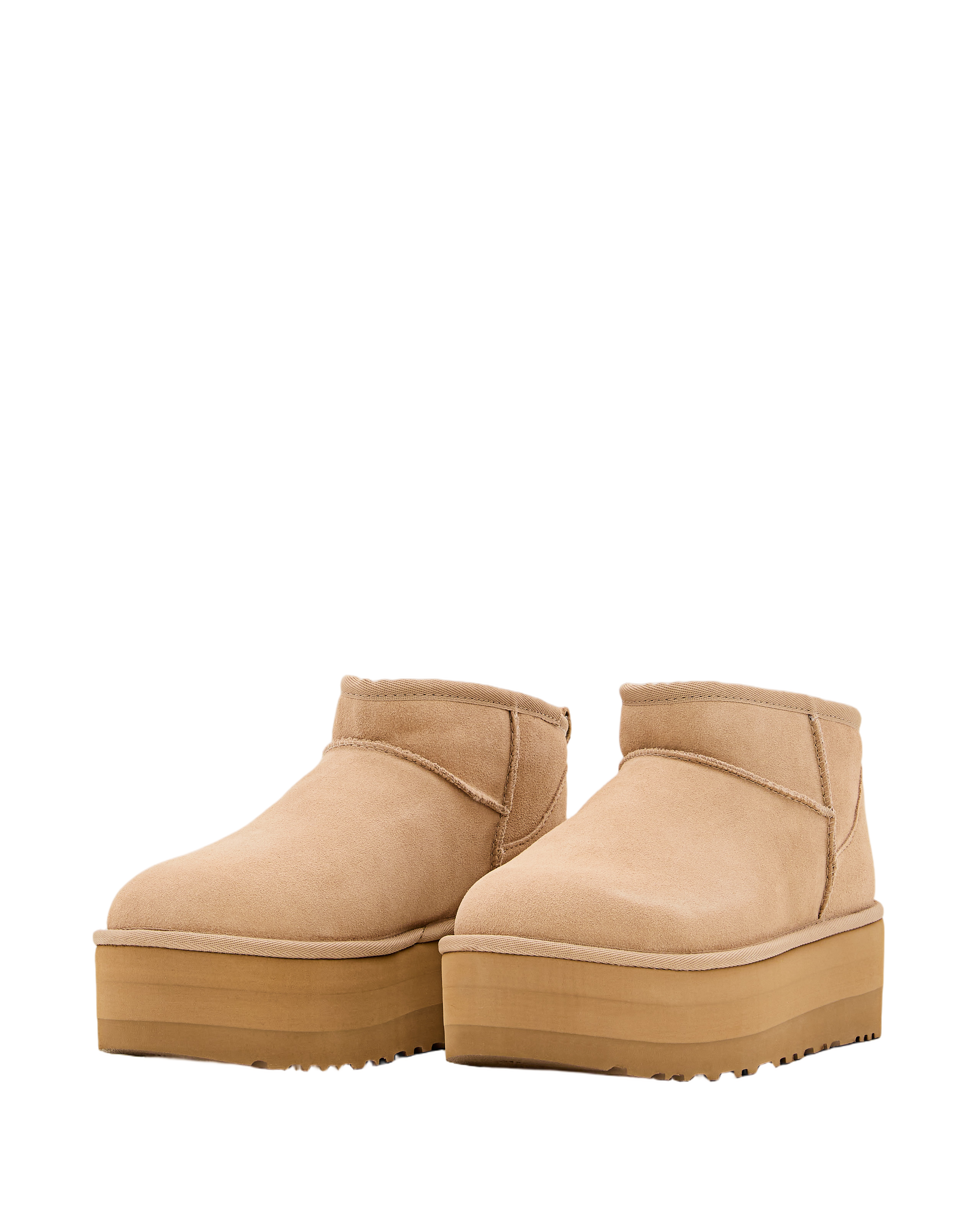 Beige W Classic Ultra Mini Platform Suede Boots