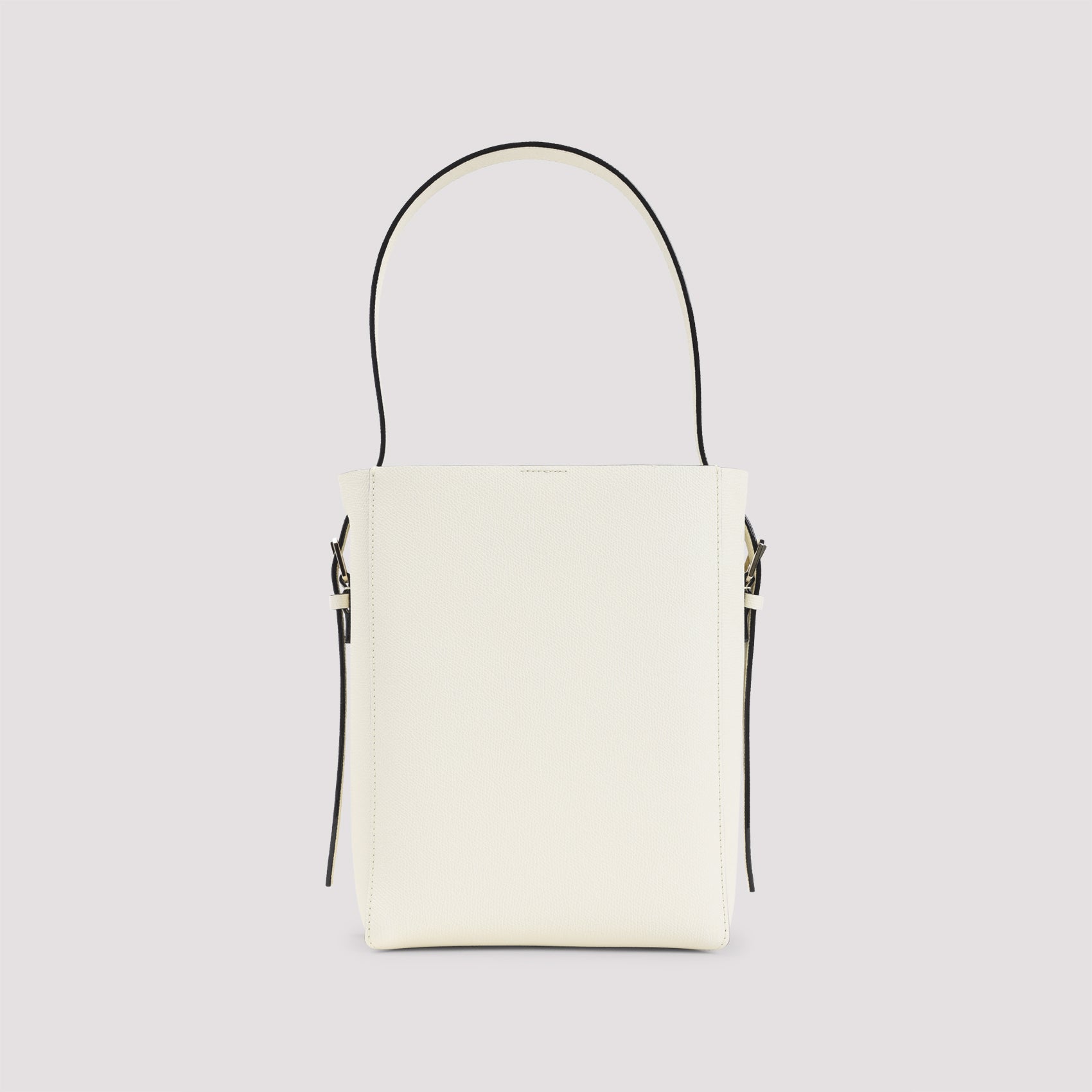 Structured White Calf Leather Bucket Bag