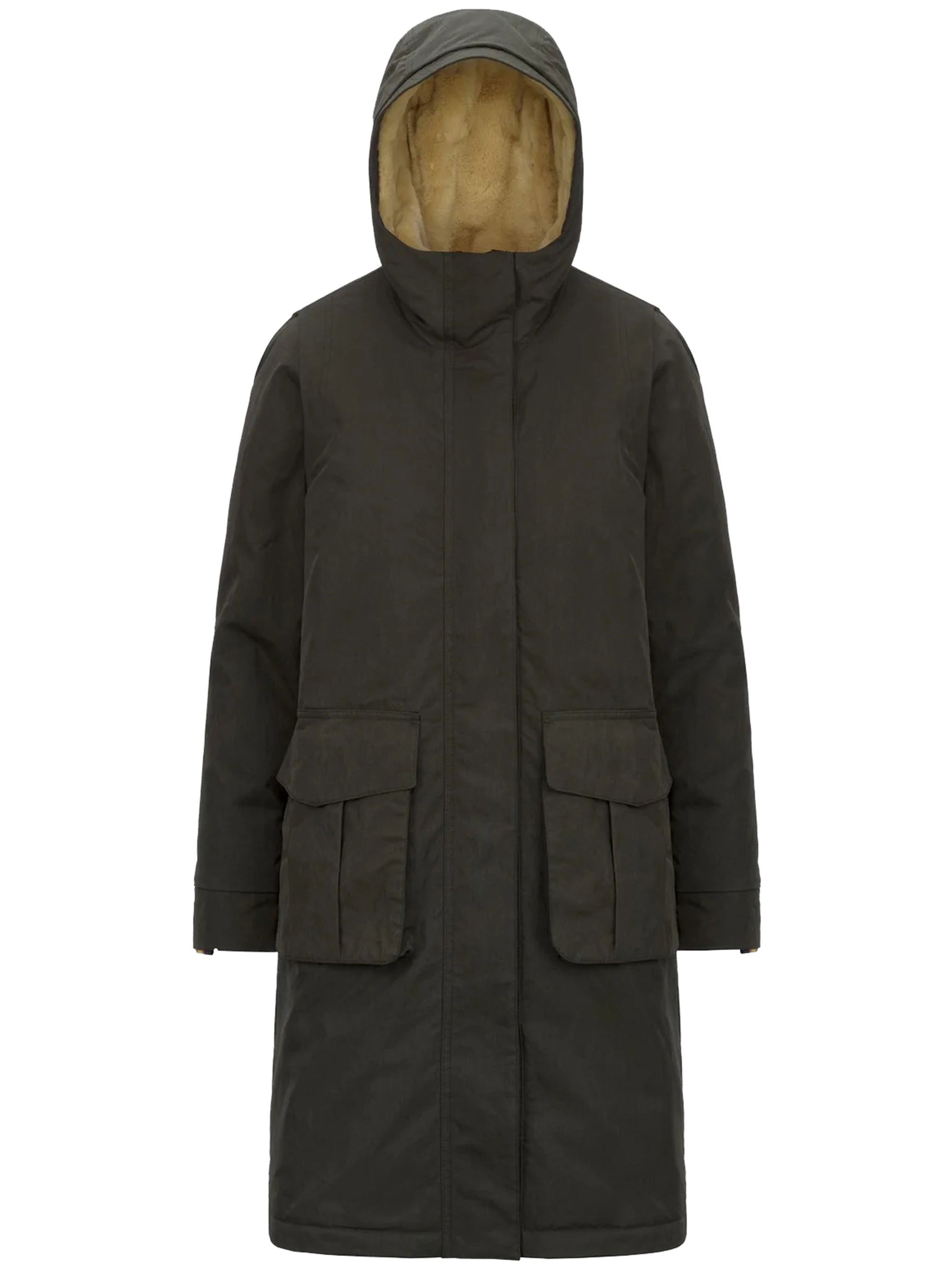 Black Brunil Cotton Feel Hooded Coat