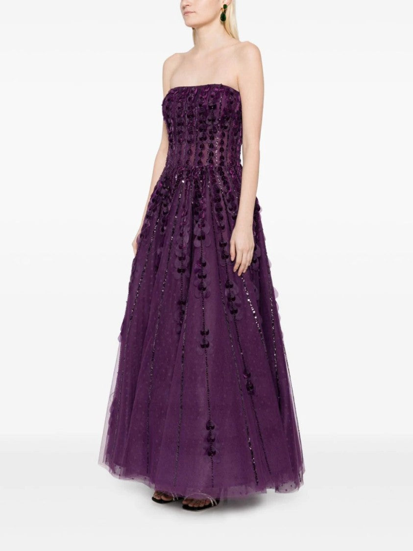 Beaded Tulle Dress With Velvet Hearts