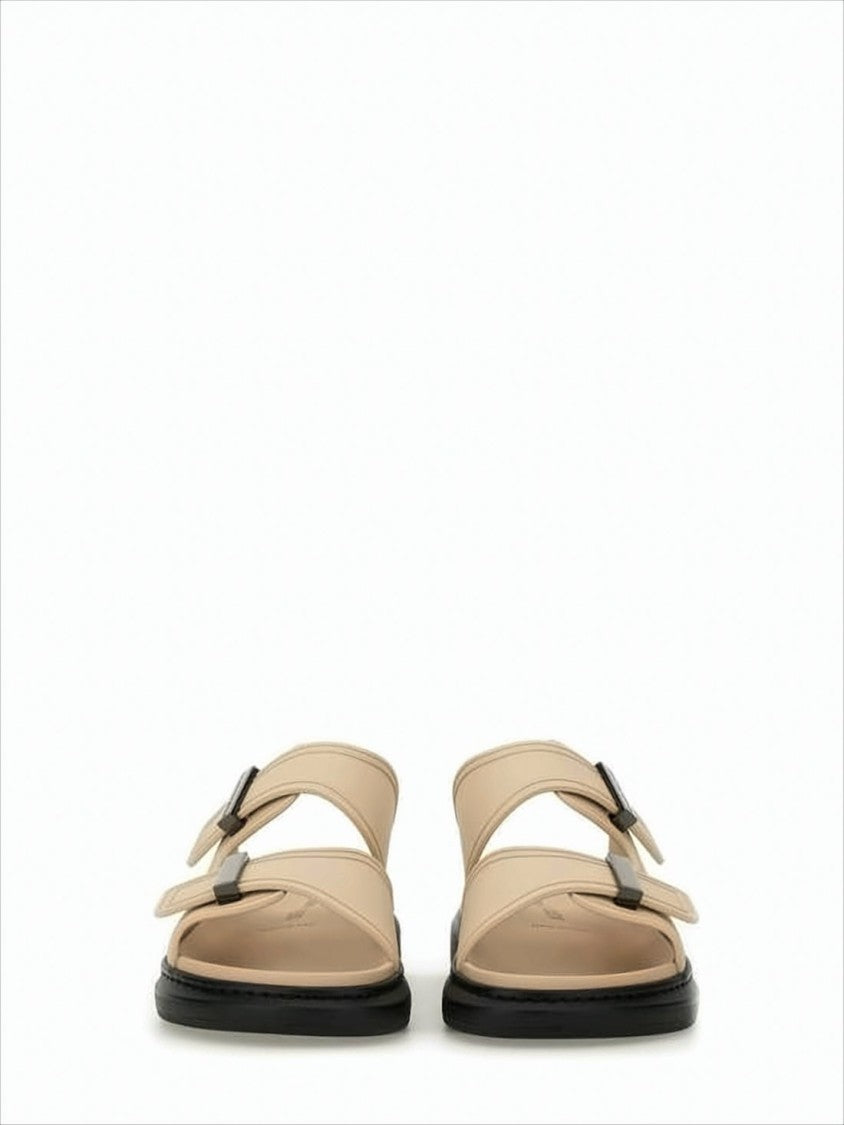 Minimalist Mules with Adjustable Straps and Rubber Sole