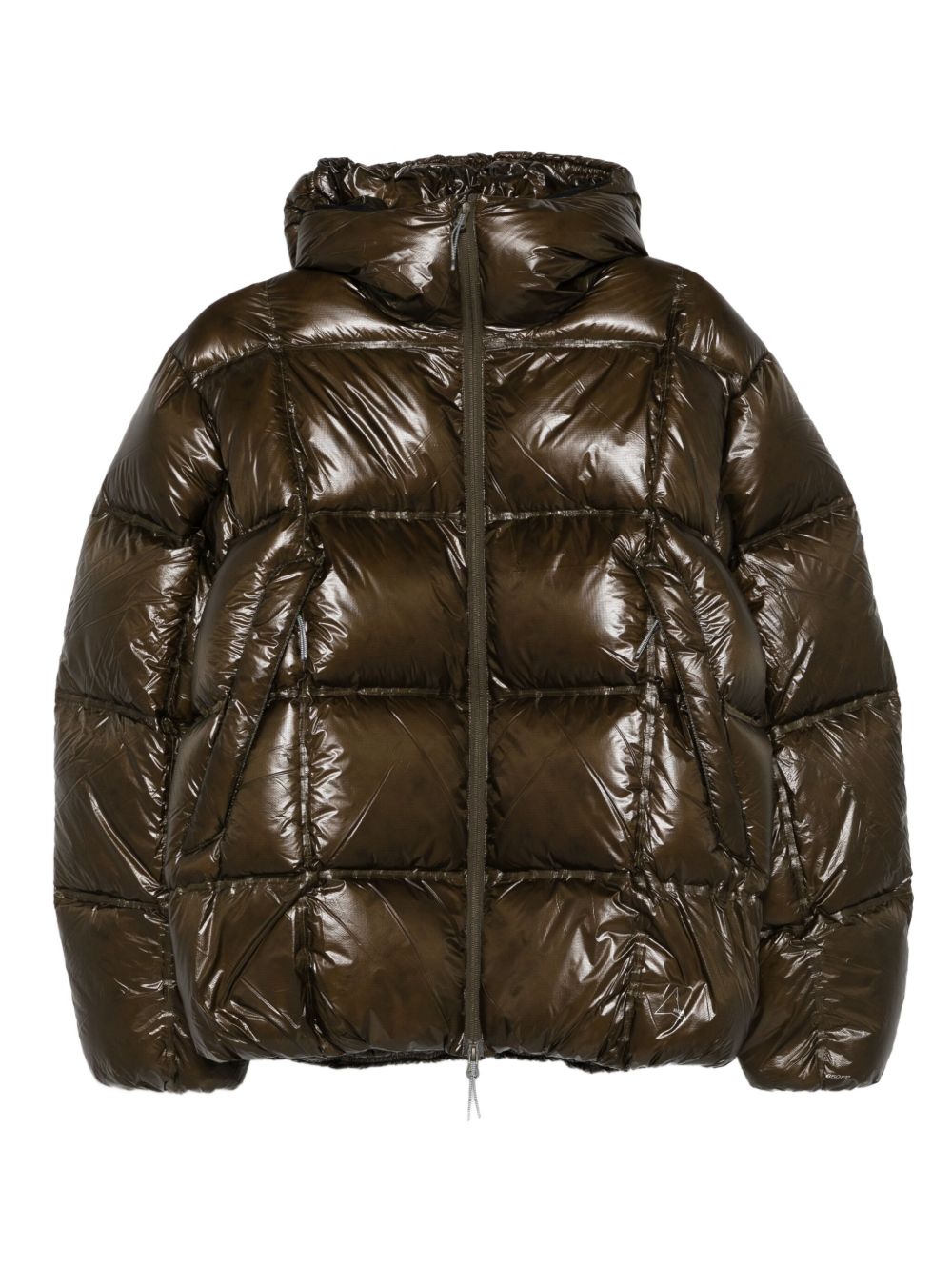Hooded Dark Green Microripstop Down Jacket