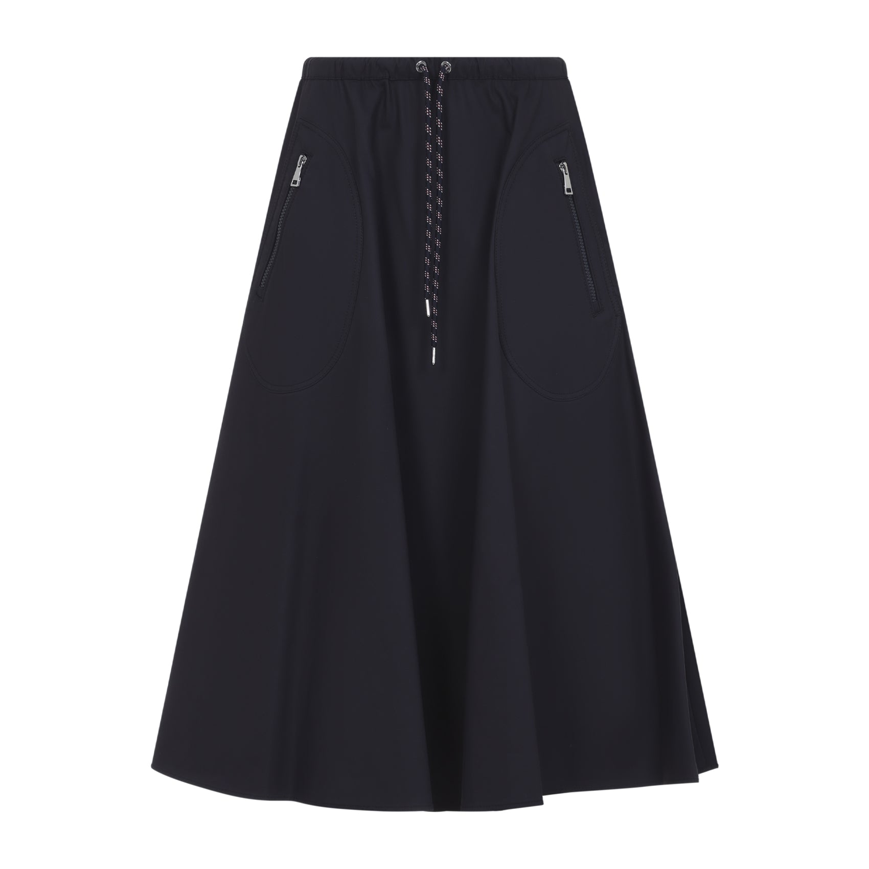 Flared Midi Skirt With Drawstring Waist