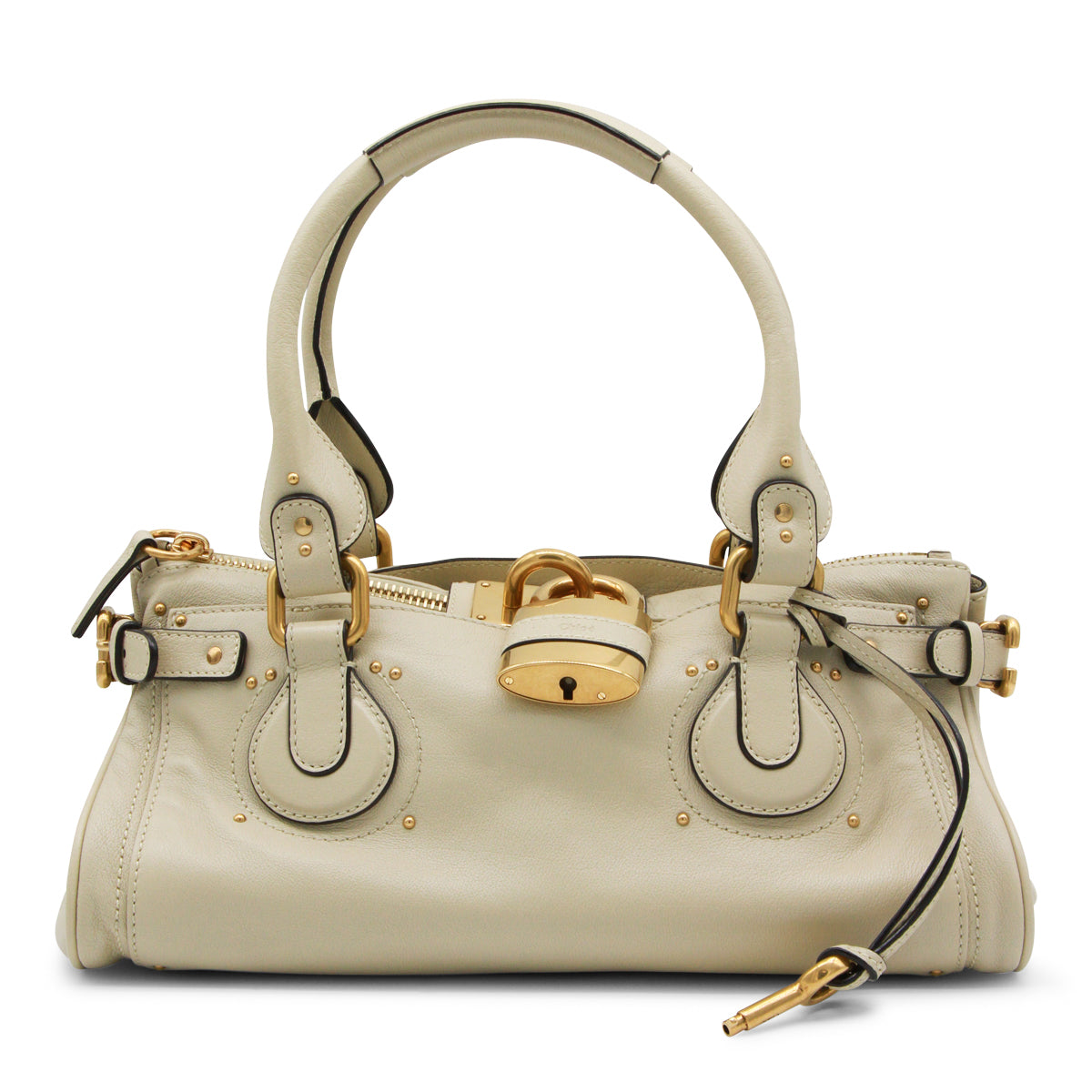 Light Beige Leather Paddington Top Handle Bag