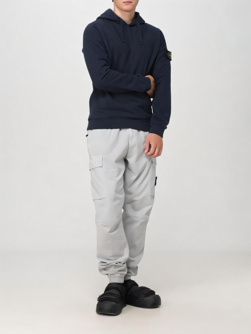 Classic Blue Hoodie With Logo Patch