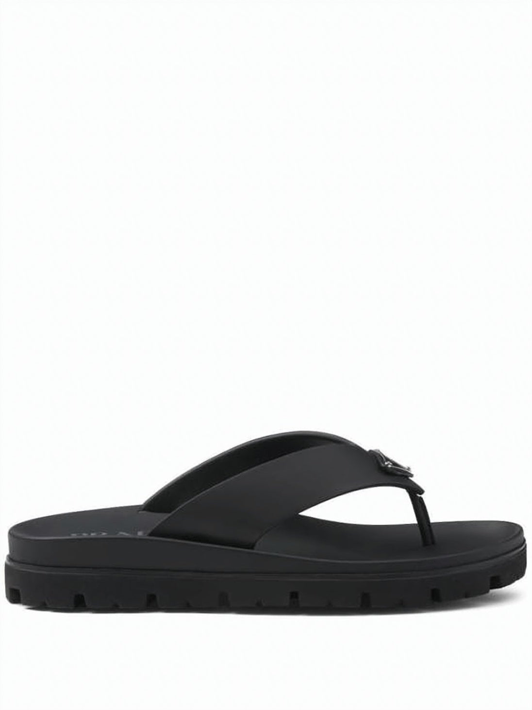 Contoured Black Eva Slip-On Sandals With Triangular Logo