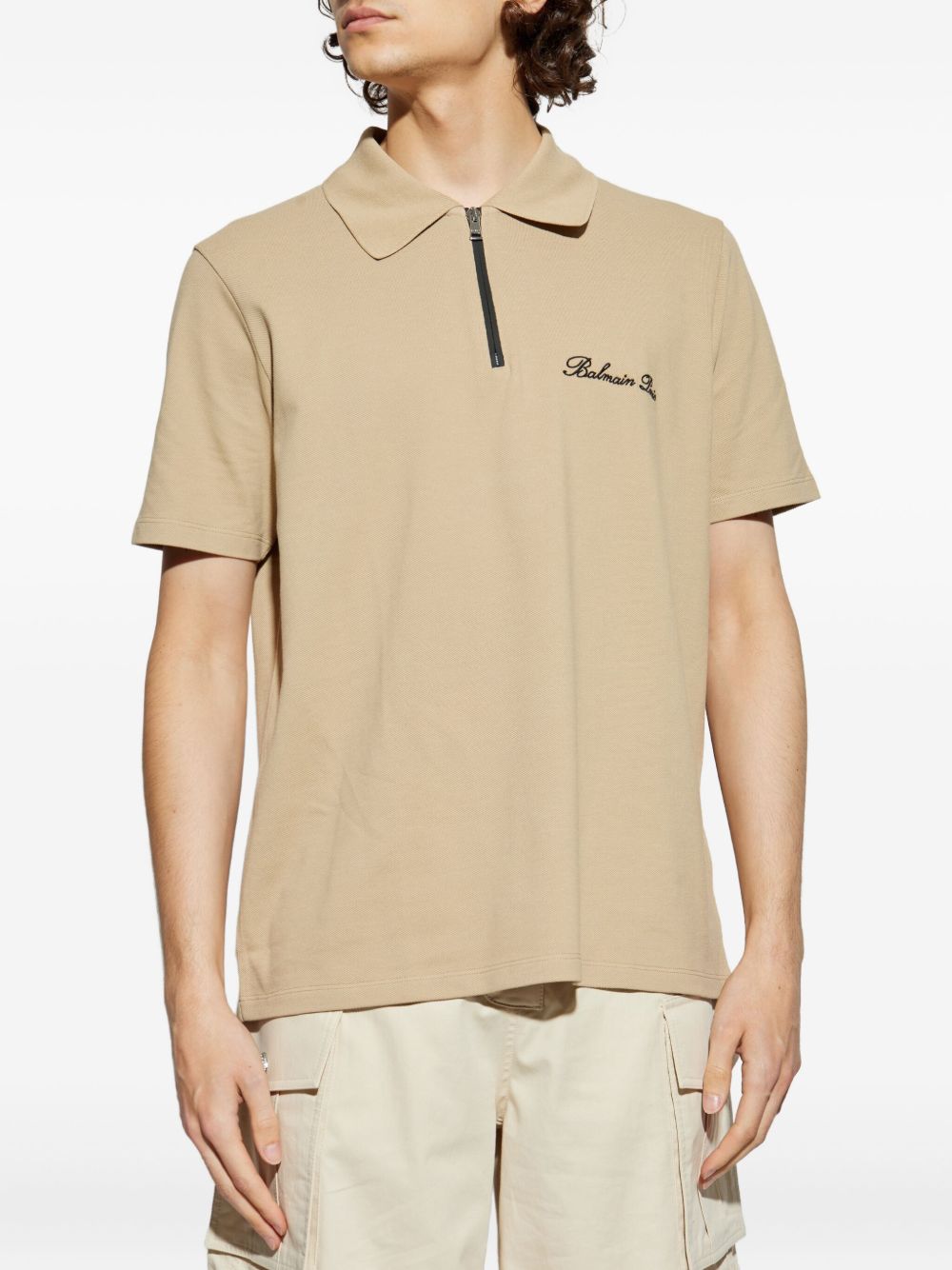 Short-Sleeved Beige Polo
