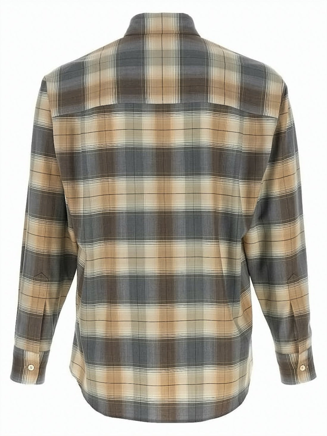 Plaid Long Sleeve Shirt in Soft Wool Fabric