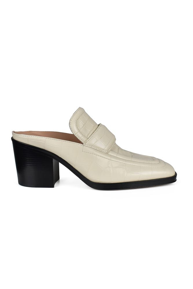 Off-White Crocodile Effect Leather Mules
