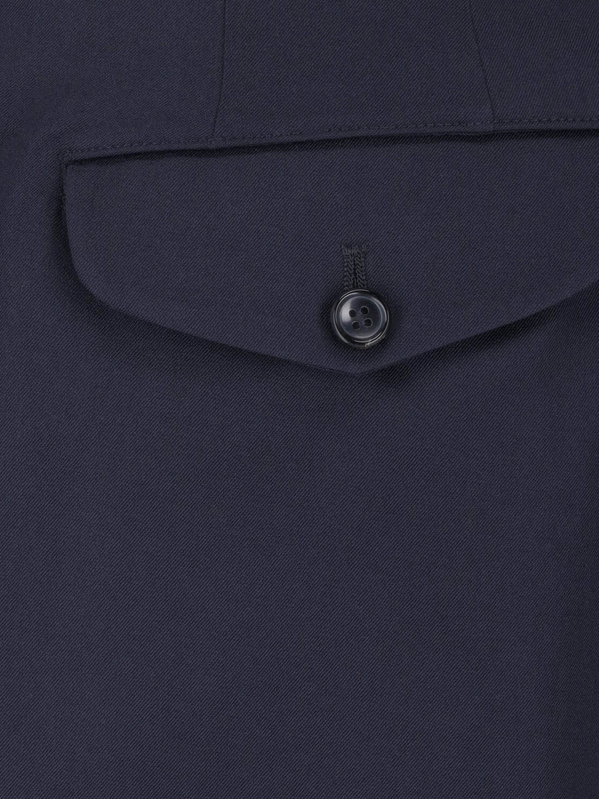Blue Tailored Straight-Leg Wool Trousers