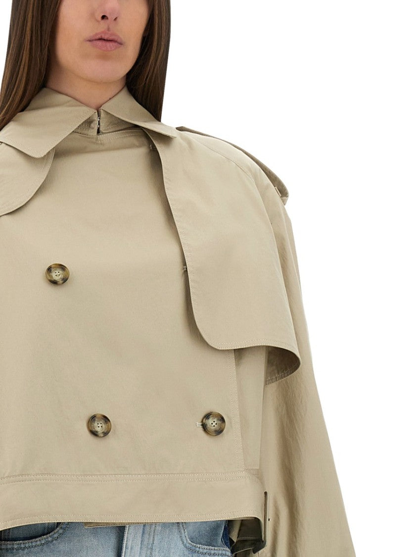 Cropped Double-Breasted Trench Coat With Belt
