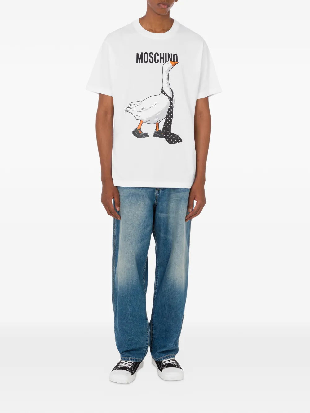 Graphic Goose Print T-Shirt With Classic Crew Neckline