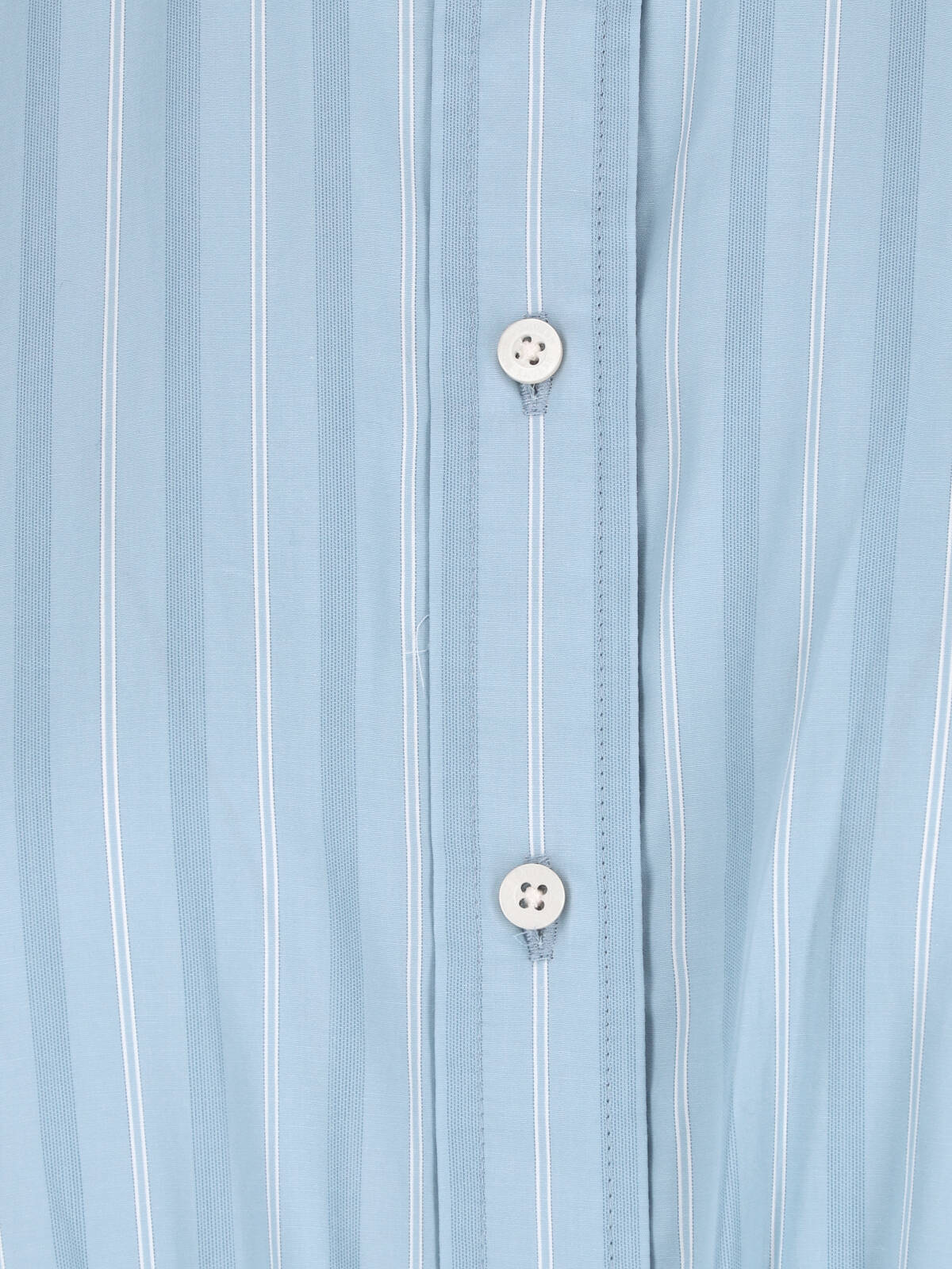 Blue Tiered Sleeveless Striped Dress