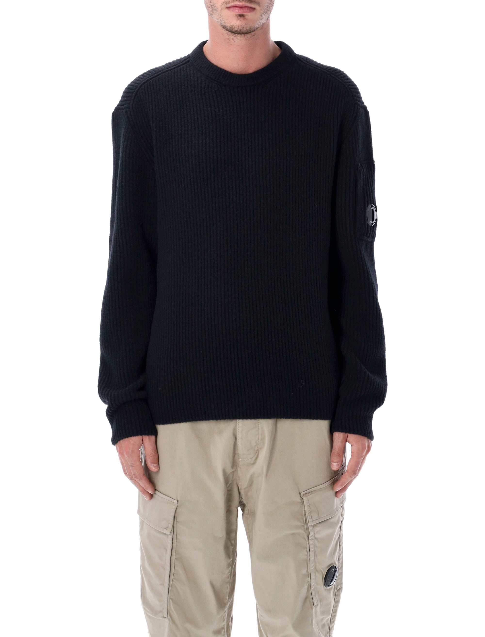 Wool Blend Ribbed Crewneck Sweater