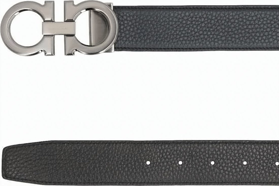 Textured Calf Leather Reversible Belt