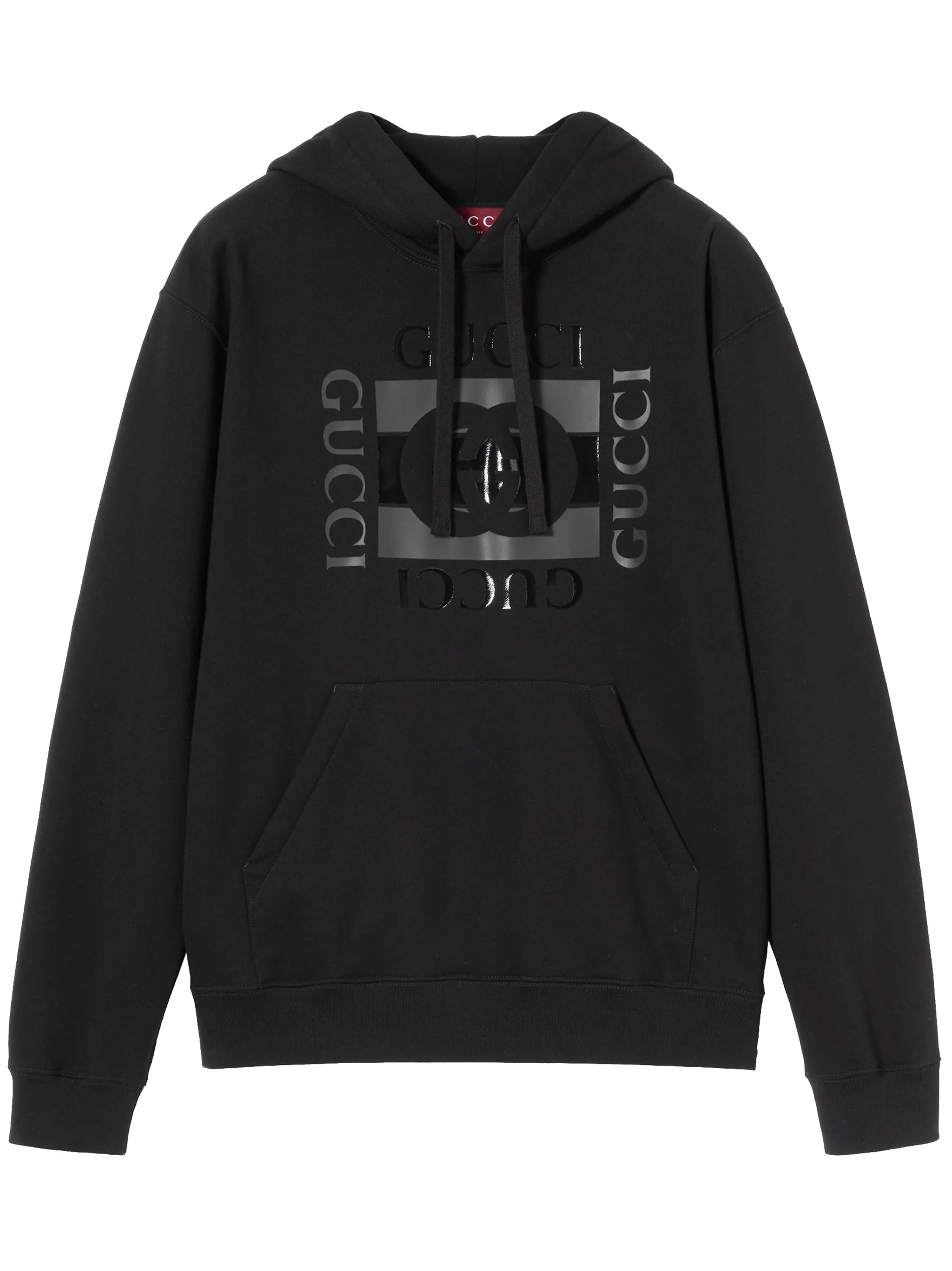 Black Front Kangaroo Pocket Logo Hoodie