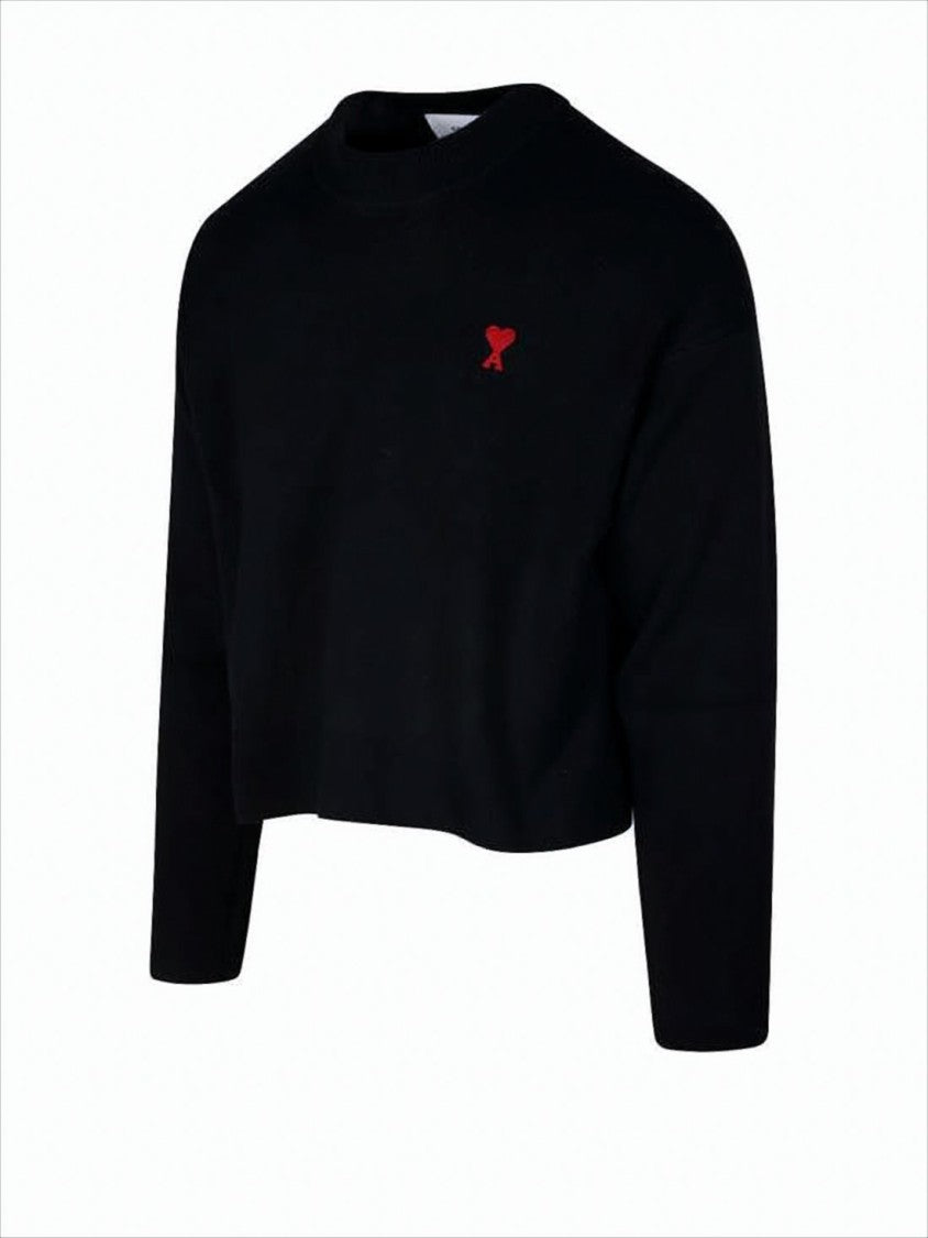 Cropped Black Sweater With Minimalist Design And Iconic Logo