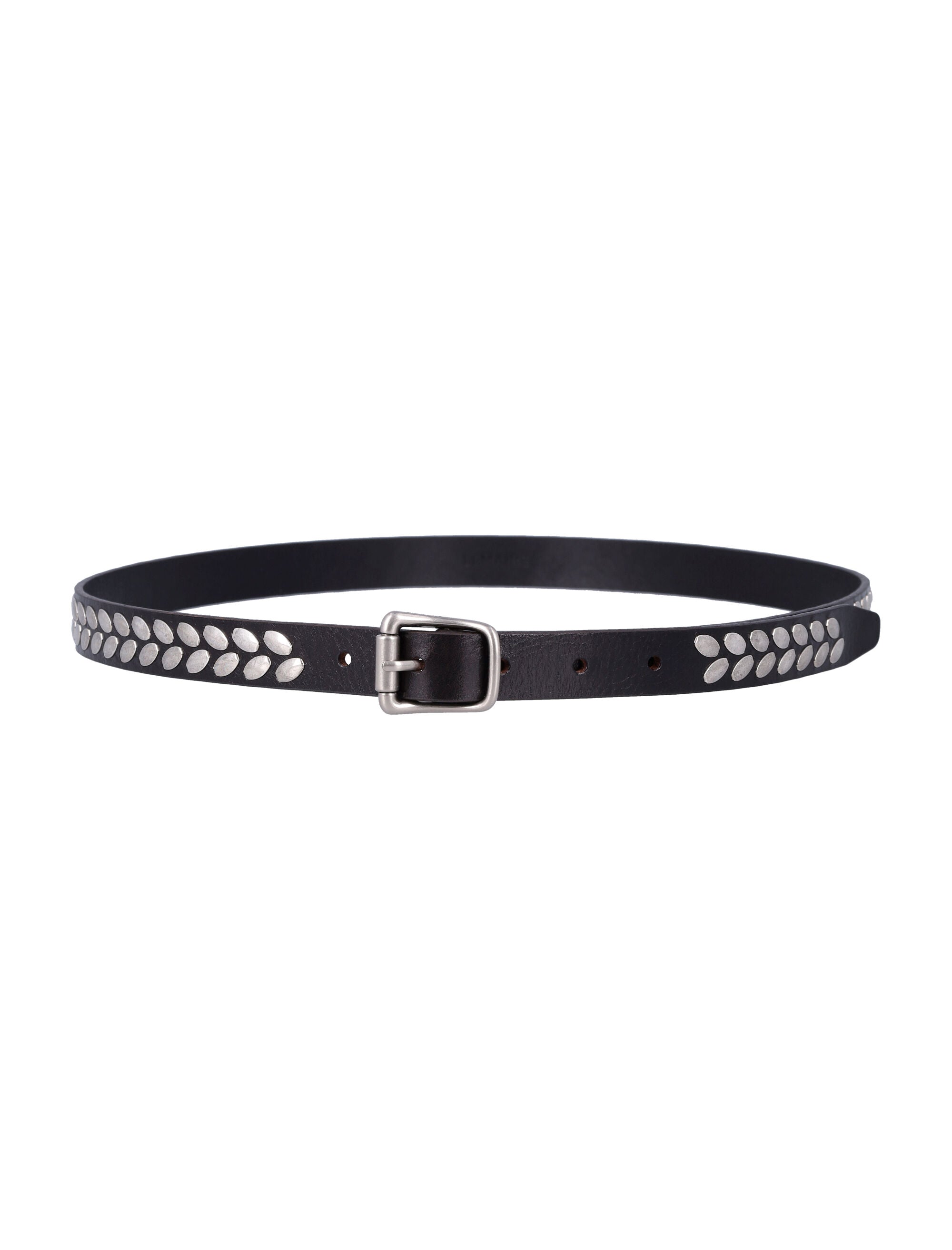 Dark Brown Almond Studs Leather Belt