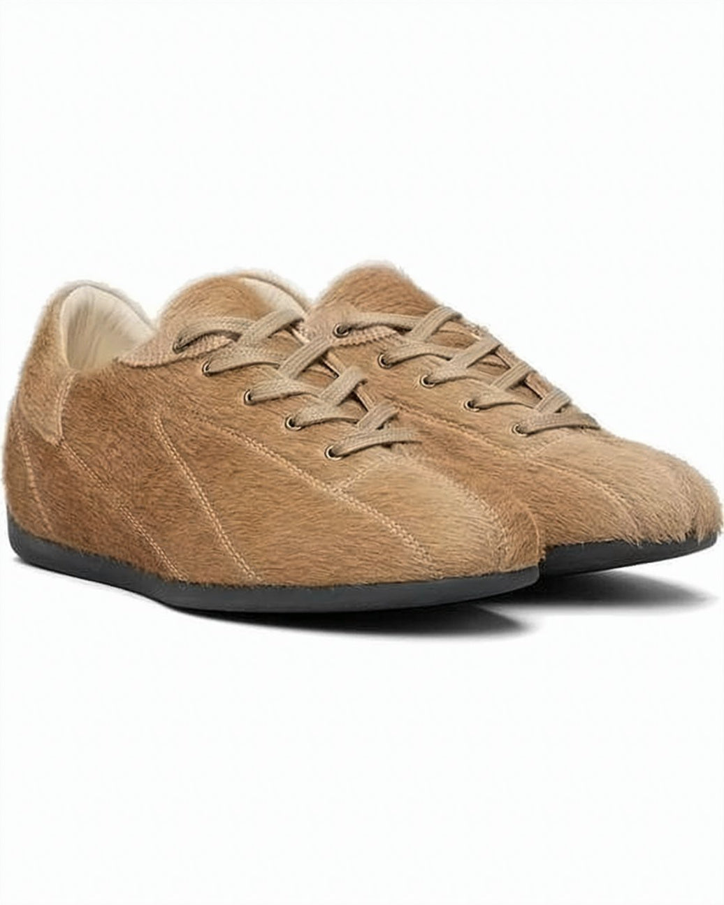 Textured Leather Brown Sneakers