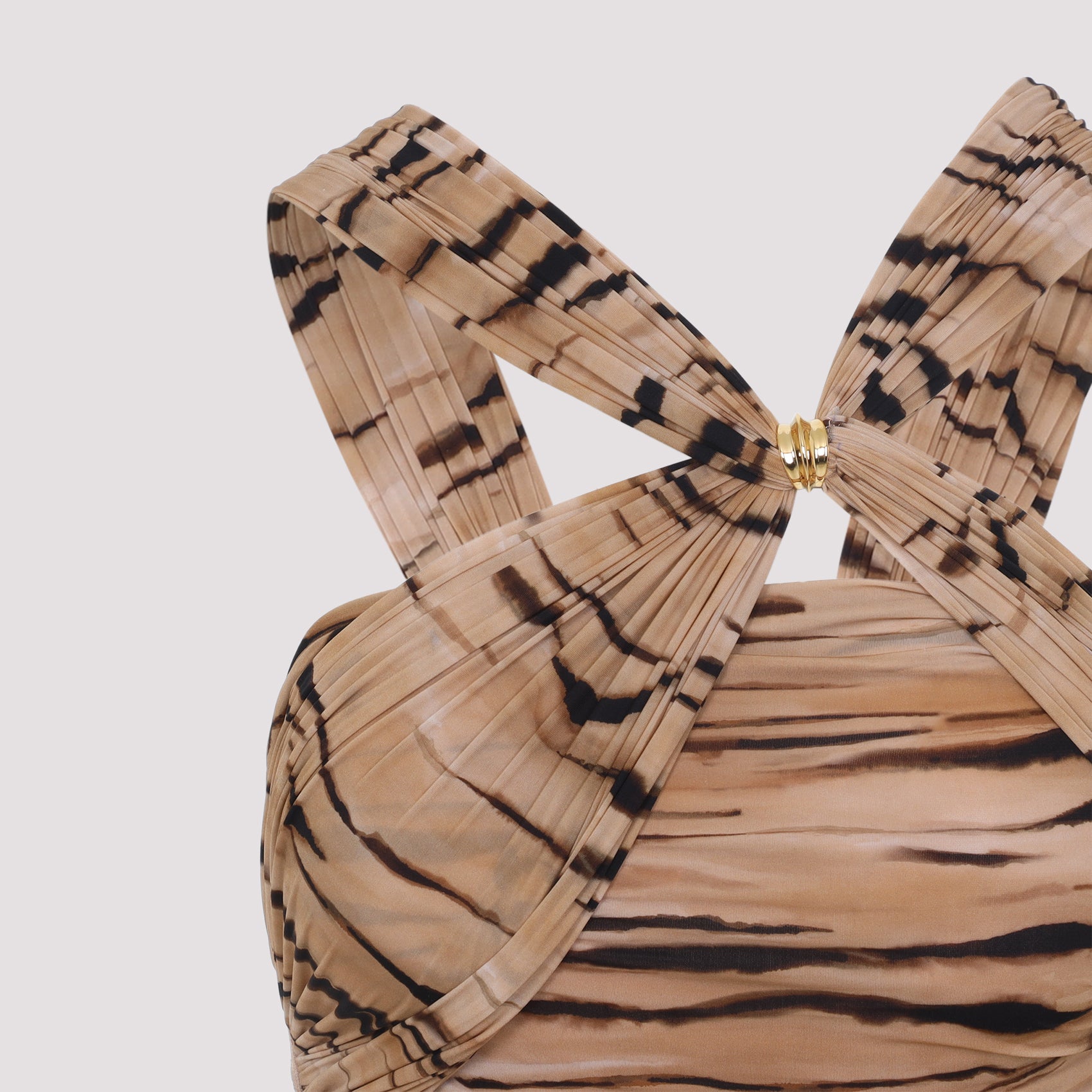Tiger-Stripe Pattern Ruched Top